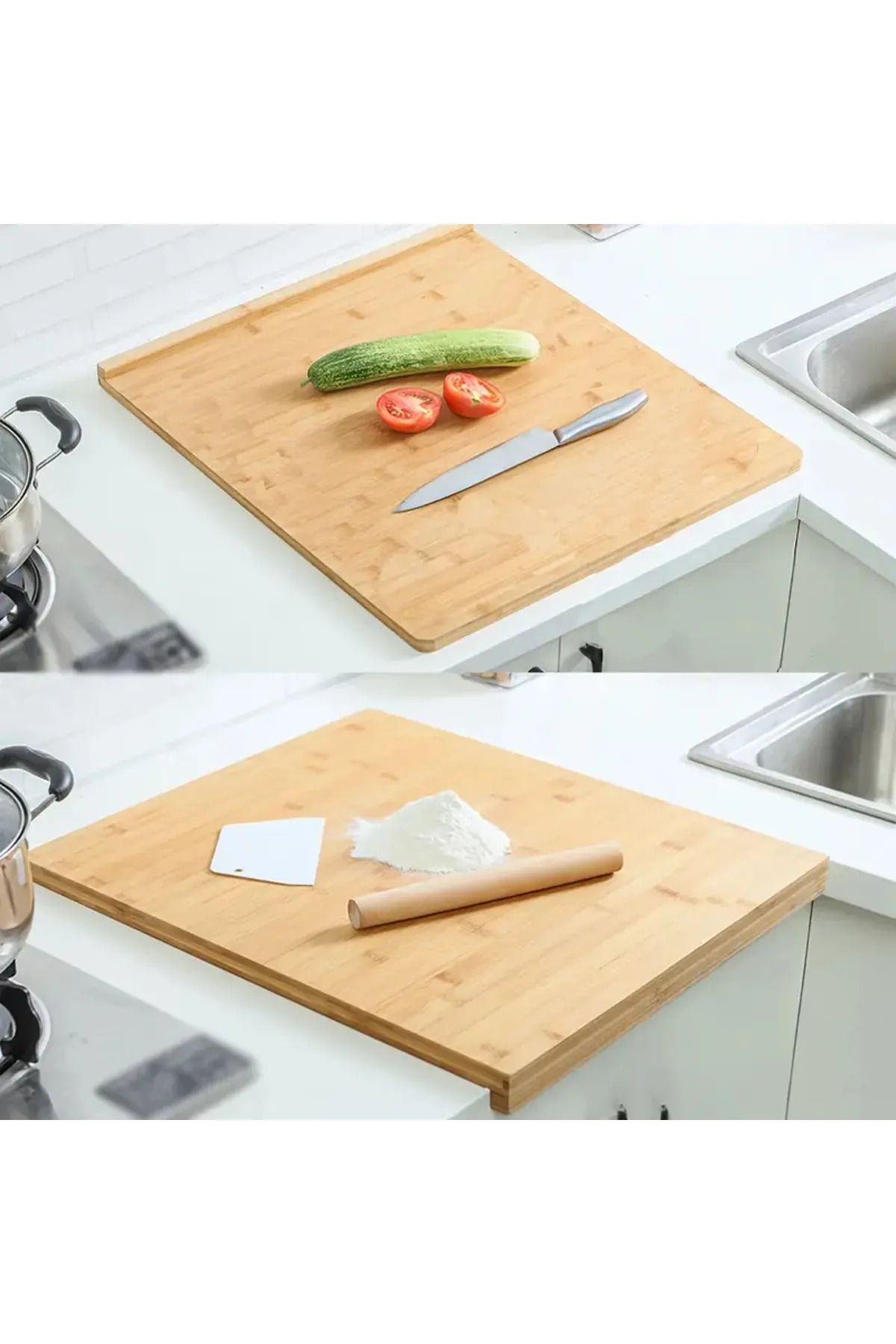 STFAST-Bamboo Cutting Board with Large Size Edge, Dough Rolling and Countertop Non-Slip 2