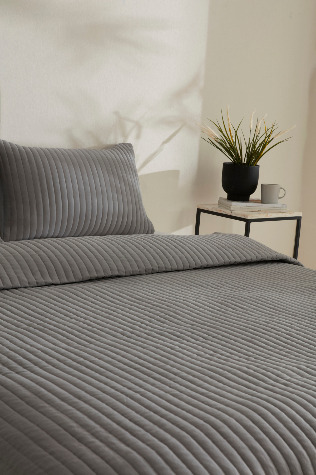 Karaca Home-Gray Elie Single Bedspread Set 3