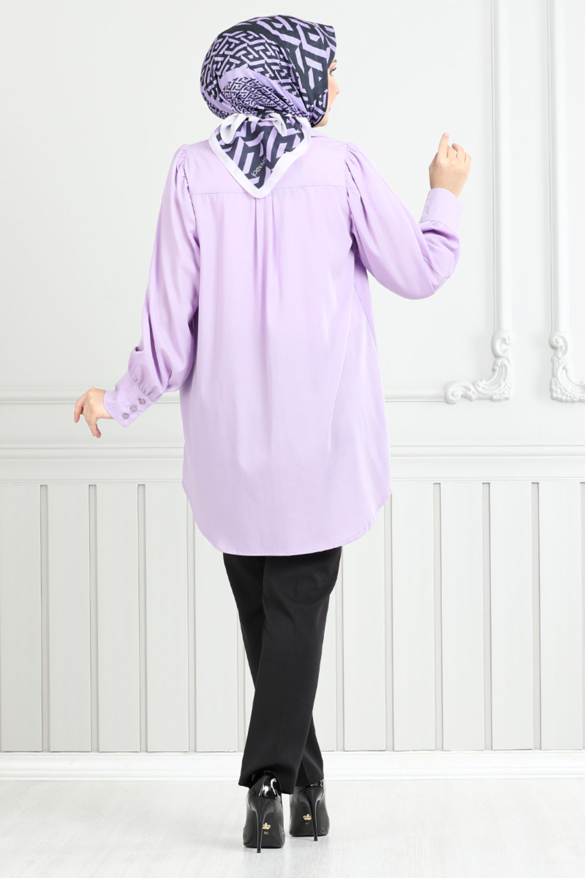 ModaMerve-4022YGS898-M Pantaloni negri cu talie elastică 4