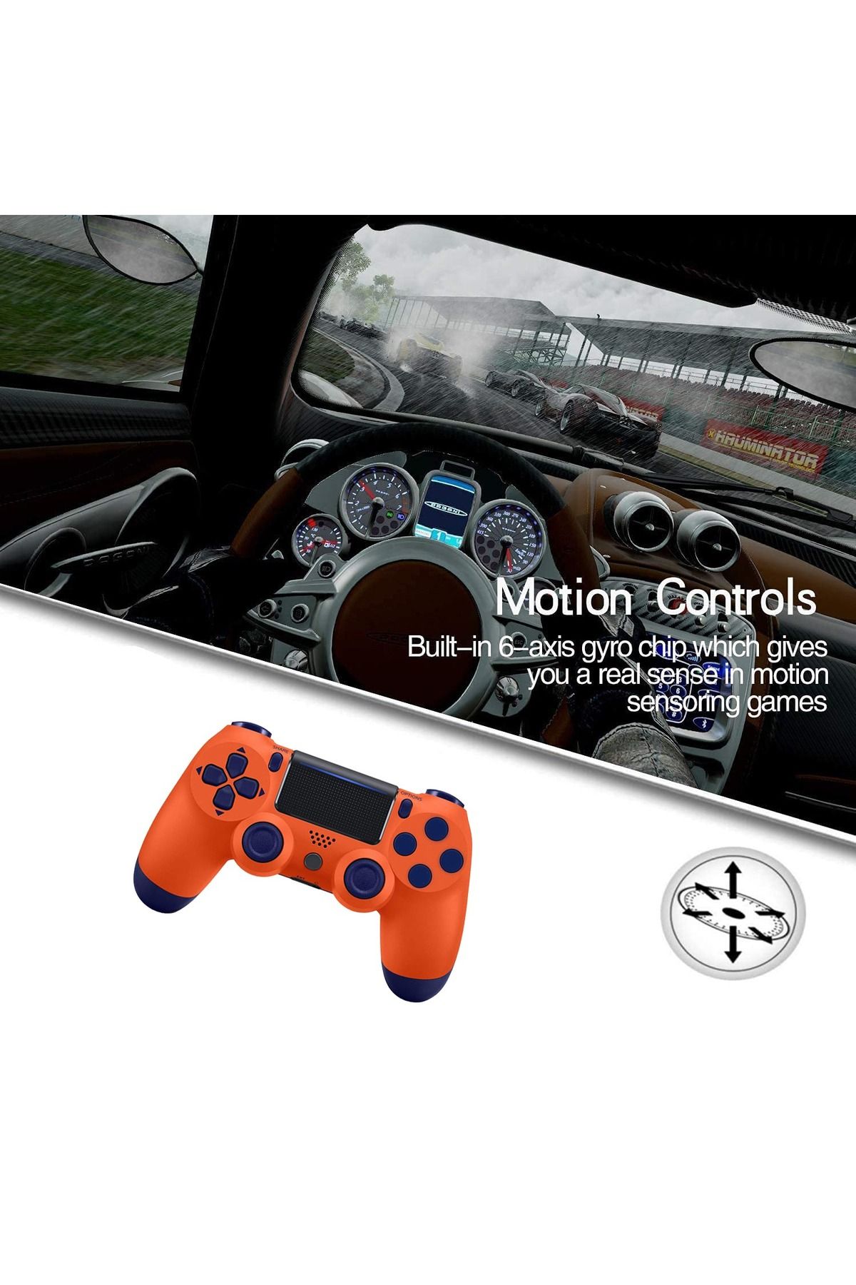 FlashHawk-Bluetooth Wireless Game Controller for PS4/PC/iOS/Android with Dual Vibration, - Orange 3