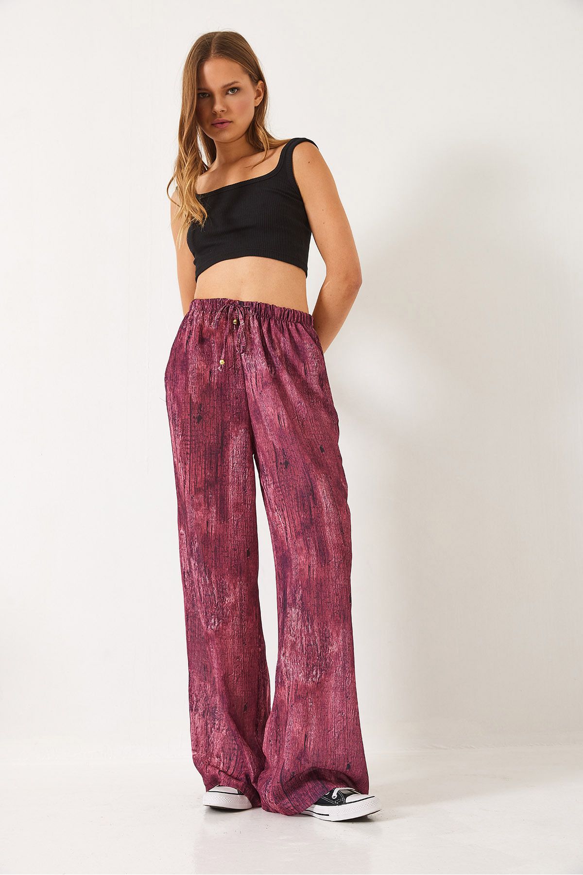 Bianco Lucci-Pantaloni largi pentru femei, cu buzunare de tranziție în contrast, 60440-2 60271056 3