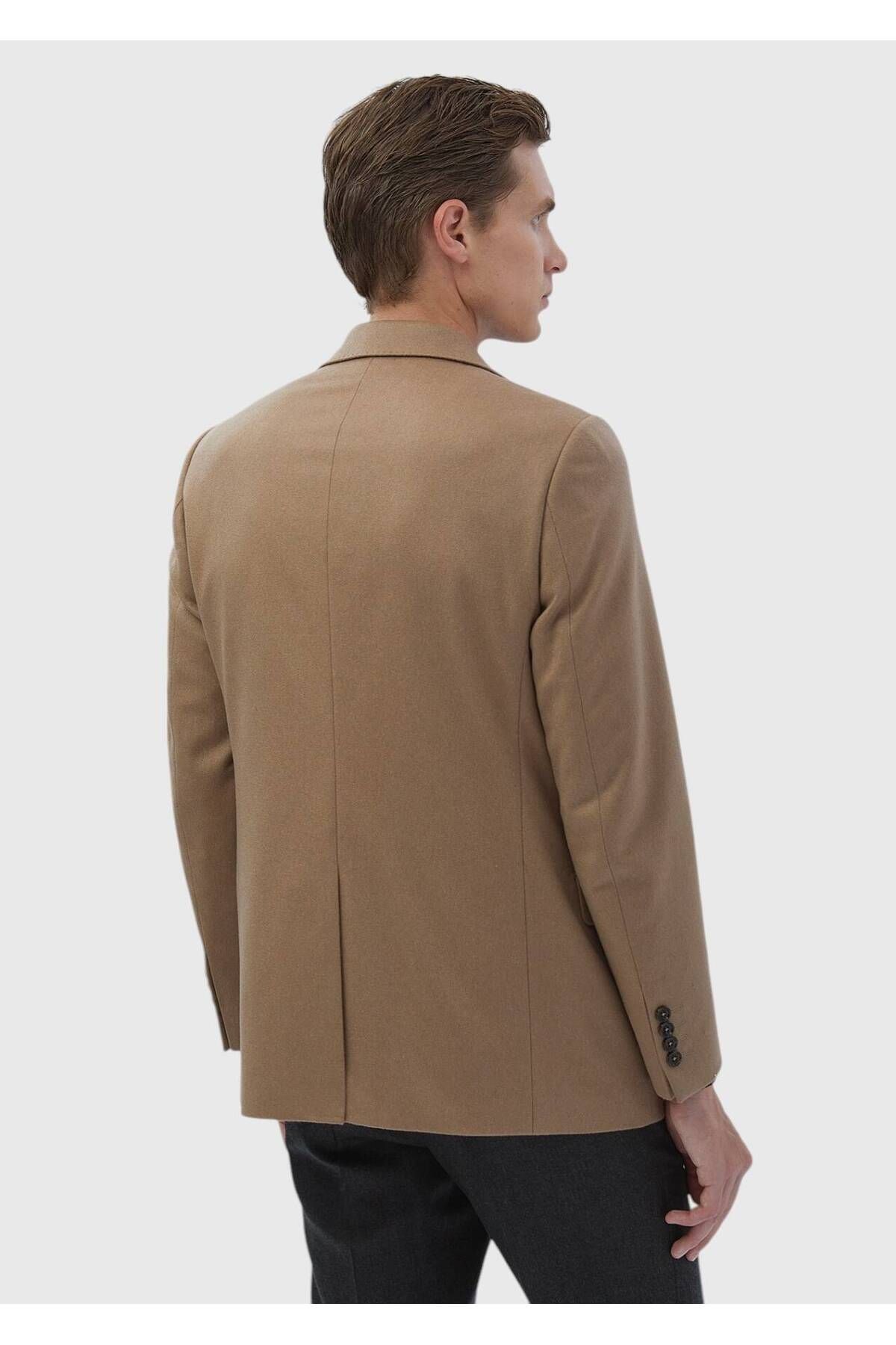 Ramsey-Camel Hair Plain Regular Fit 100% Cashmere Jacket 8