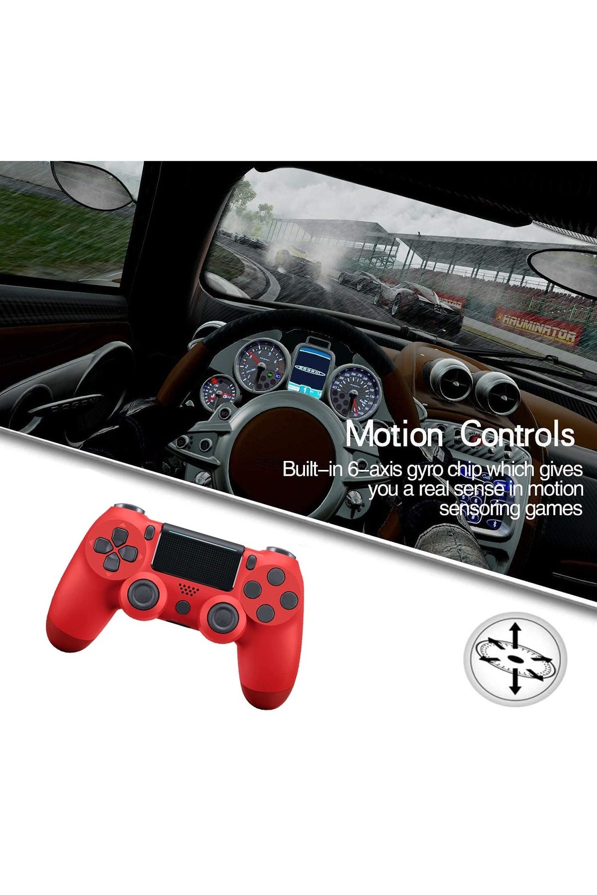 FlashHawk-Bluetooth Wireless Game Controller for PS4/PC/iOS/Android with Dual Vibration,Headphone Jack - Red 3