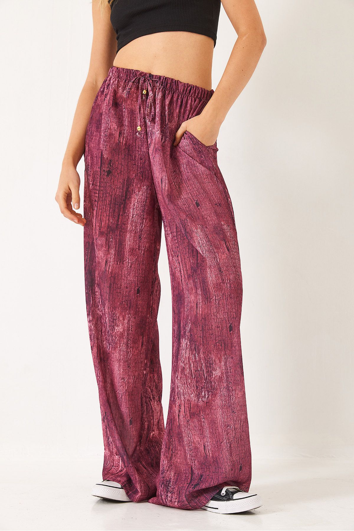 Bianco Lucci-Pantaloni largi pentru femei, cu buzunare de tranziție în contrast, 60440-2 60271056 5
