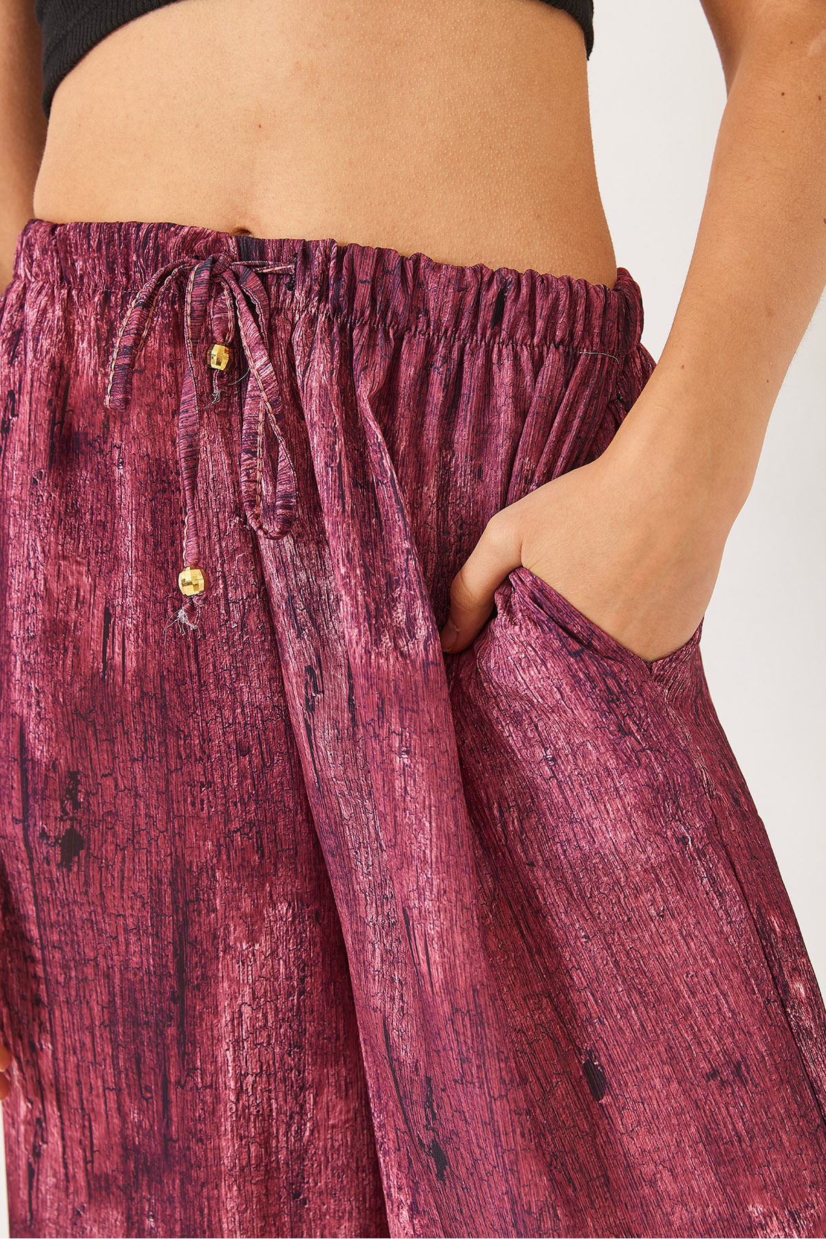 Bianco Lucci-Pantaloni largi pentru femei, cu buzunare de tranziție în contrast, 60440-2 60271056 6