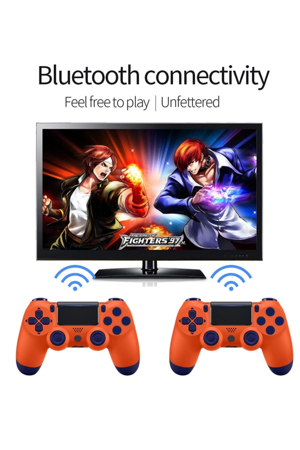 FlashHawk-Bluetooth Wireless Game Controller for PS4/PC/iOS/Android with Dual Vibration, - Orange 4
