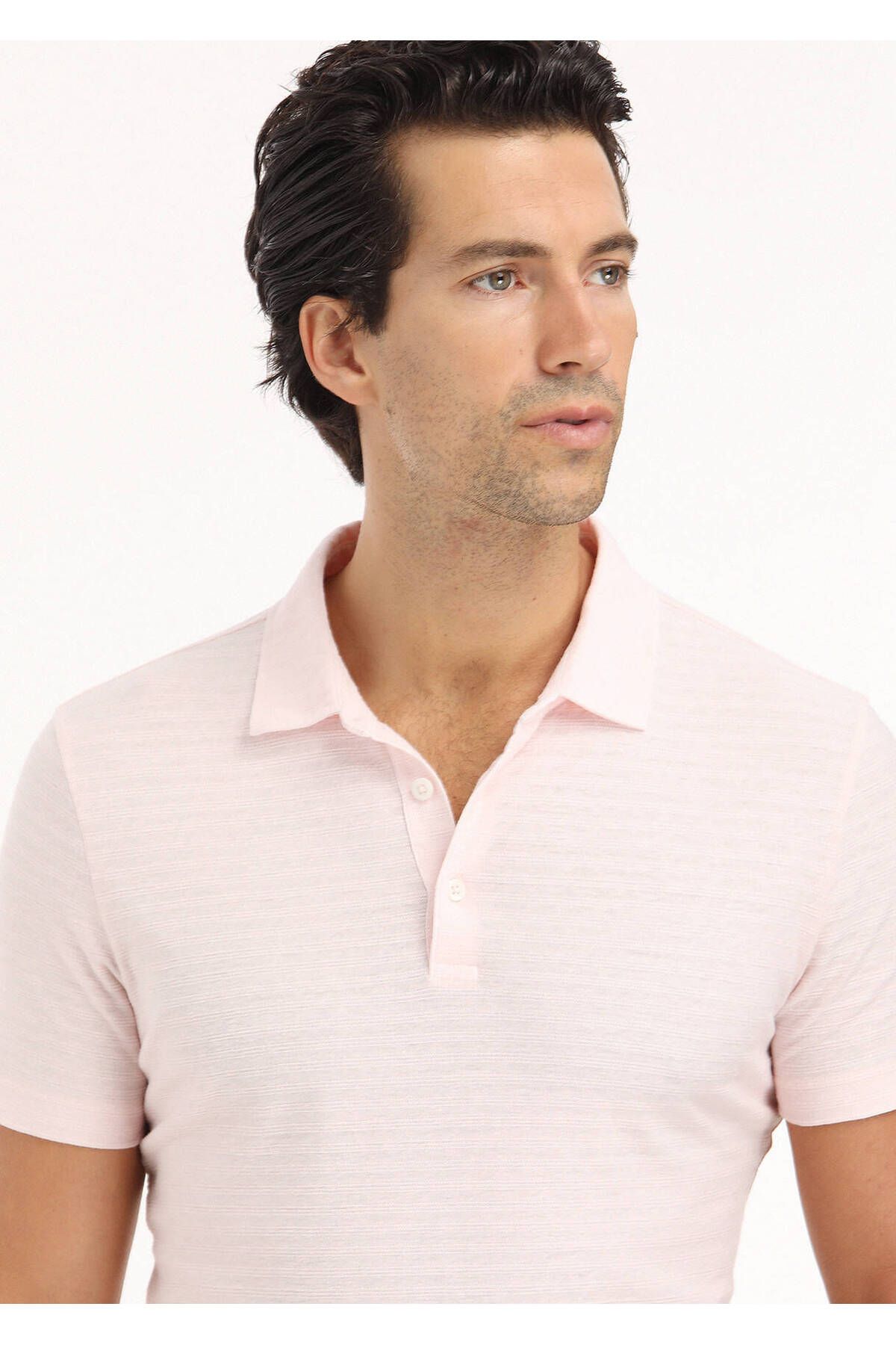 Ramsey-Polo Neck Pink Jacquard Cotton Blend T-shirt 4