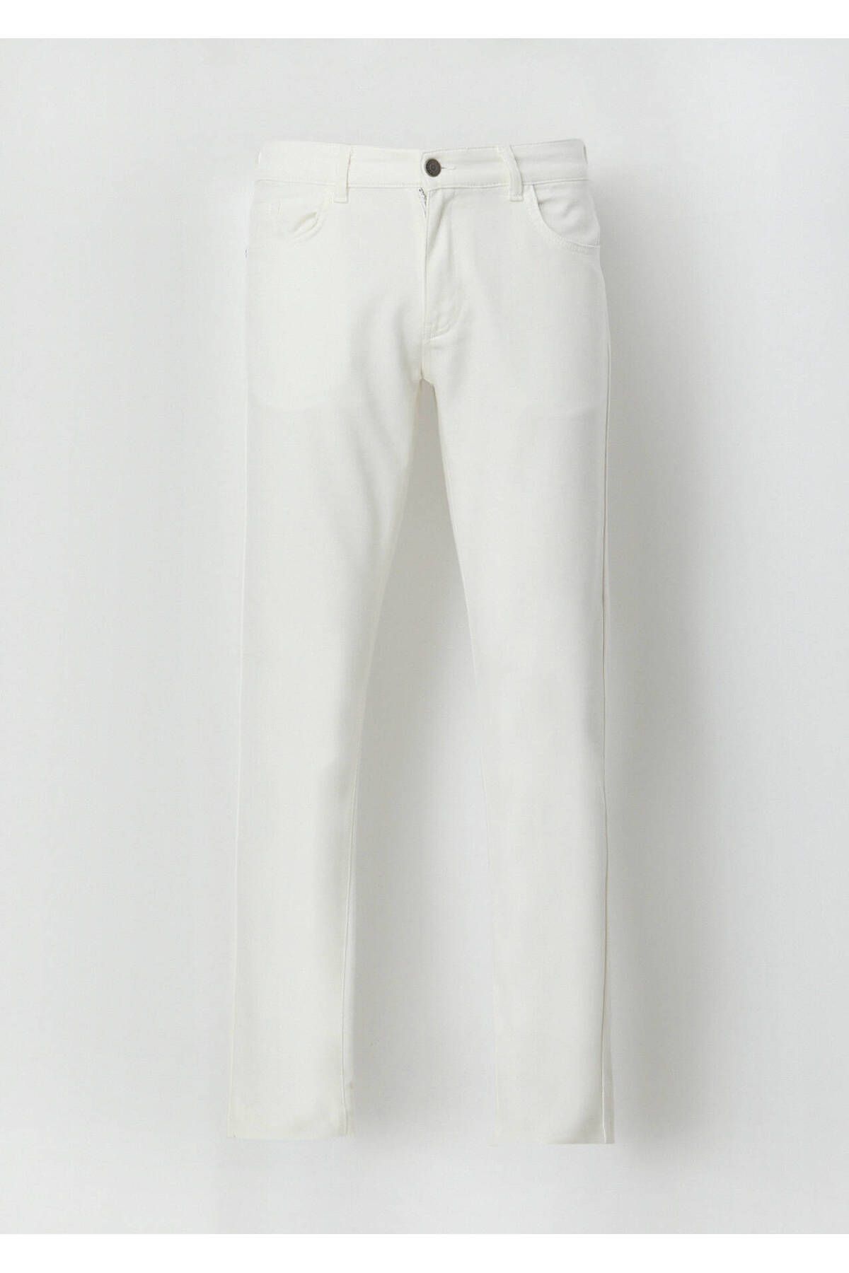 Ramsey-Ecru Slim Fit Cotton Blended Casual Trousers 8