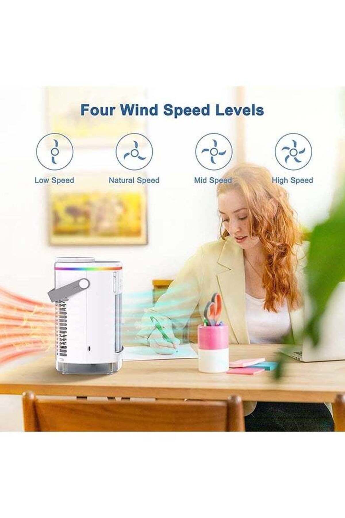 COOYA-Air Cooler 3 IN 1, Portable Desktop, with 4 Wind Speed & LED Light, 2 Cool Mist & 2-8H Timer 3