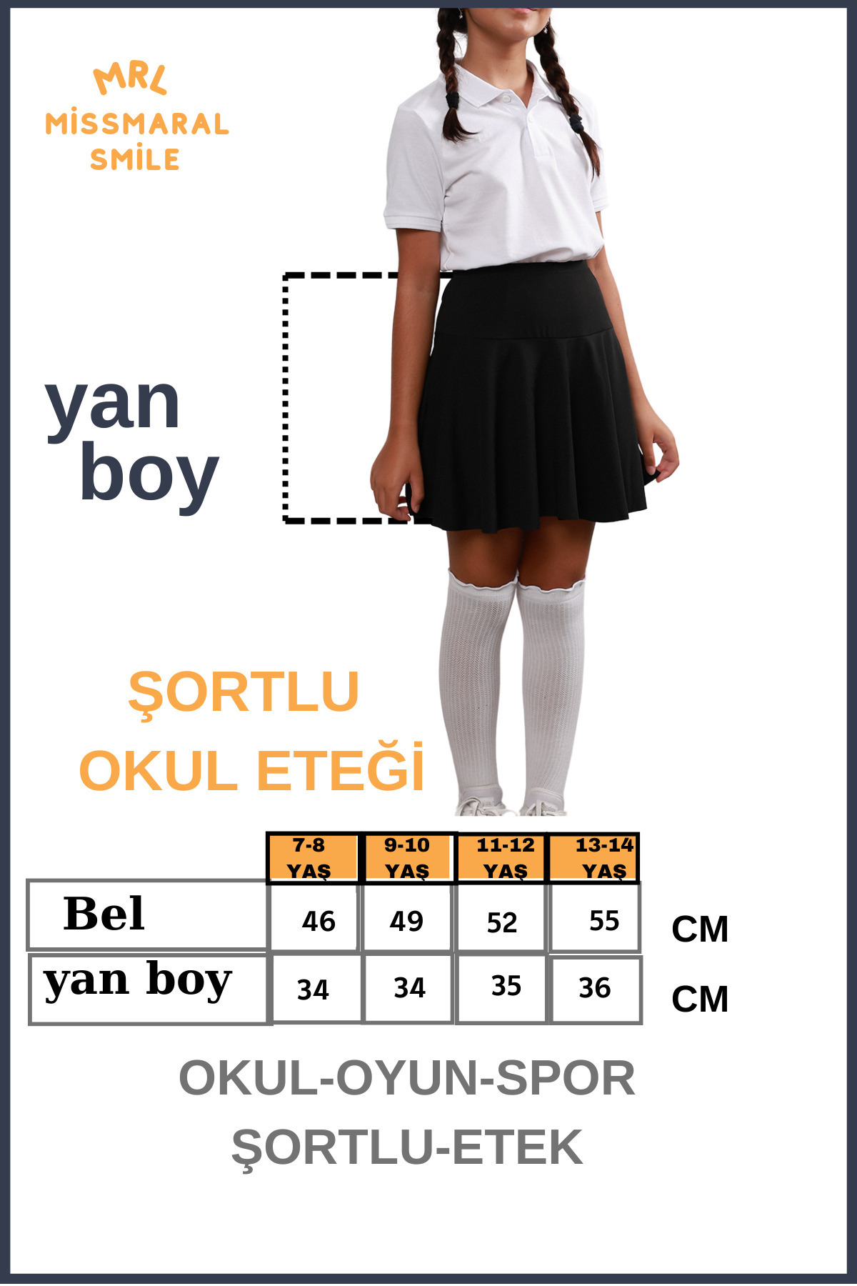 missmaral-Fusta scurtă neagră JR - Fusta pantaloni scurți de tenis pentru sport și uz zilnic cu jambiere în interior 3