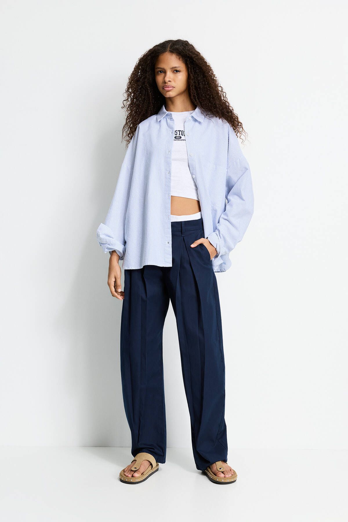 Pull & Bear-Striped shirt with pocket 3