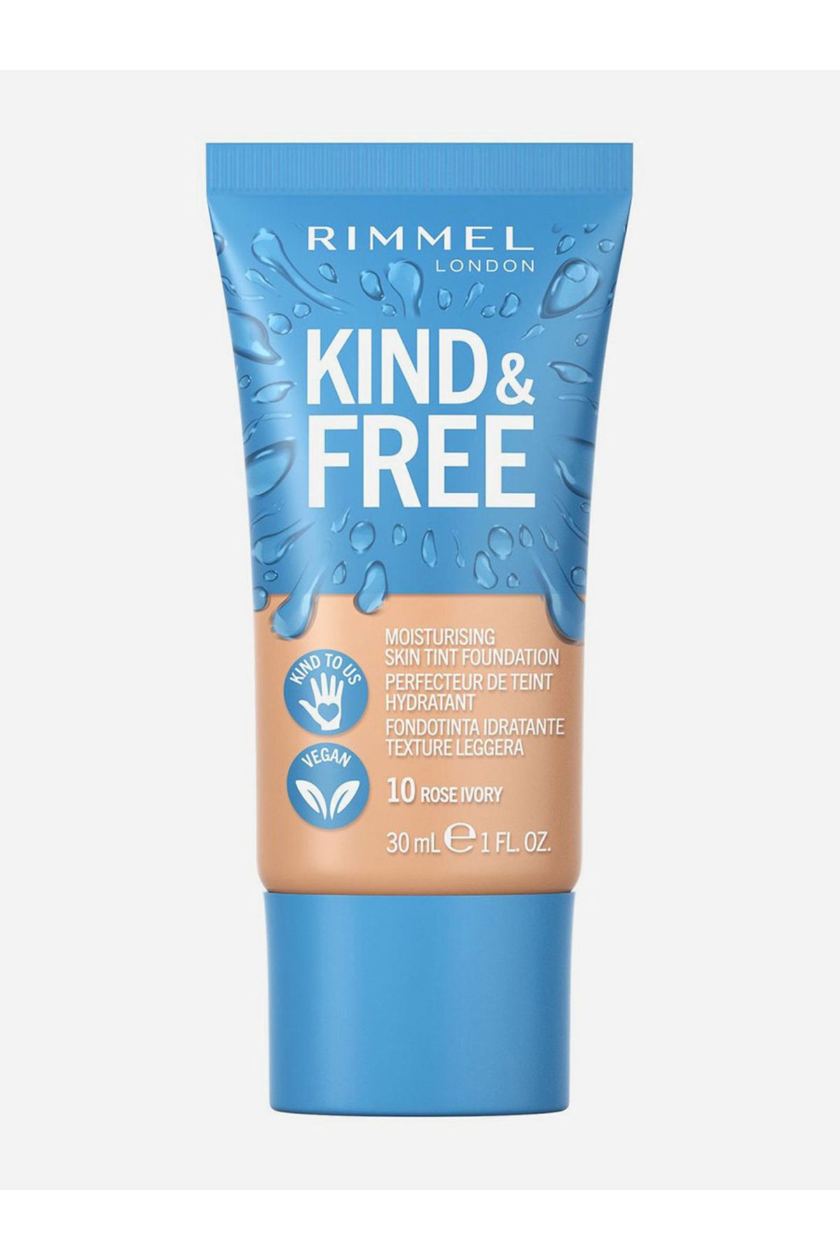 Rimmel-Kind and Free Moisturising Skin Tint Liquid Foundation - 10 Rose Ivory, 30ml 1