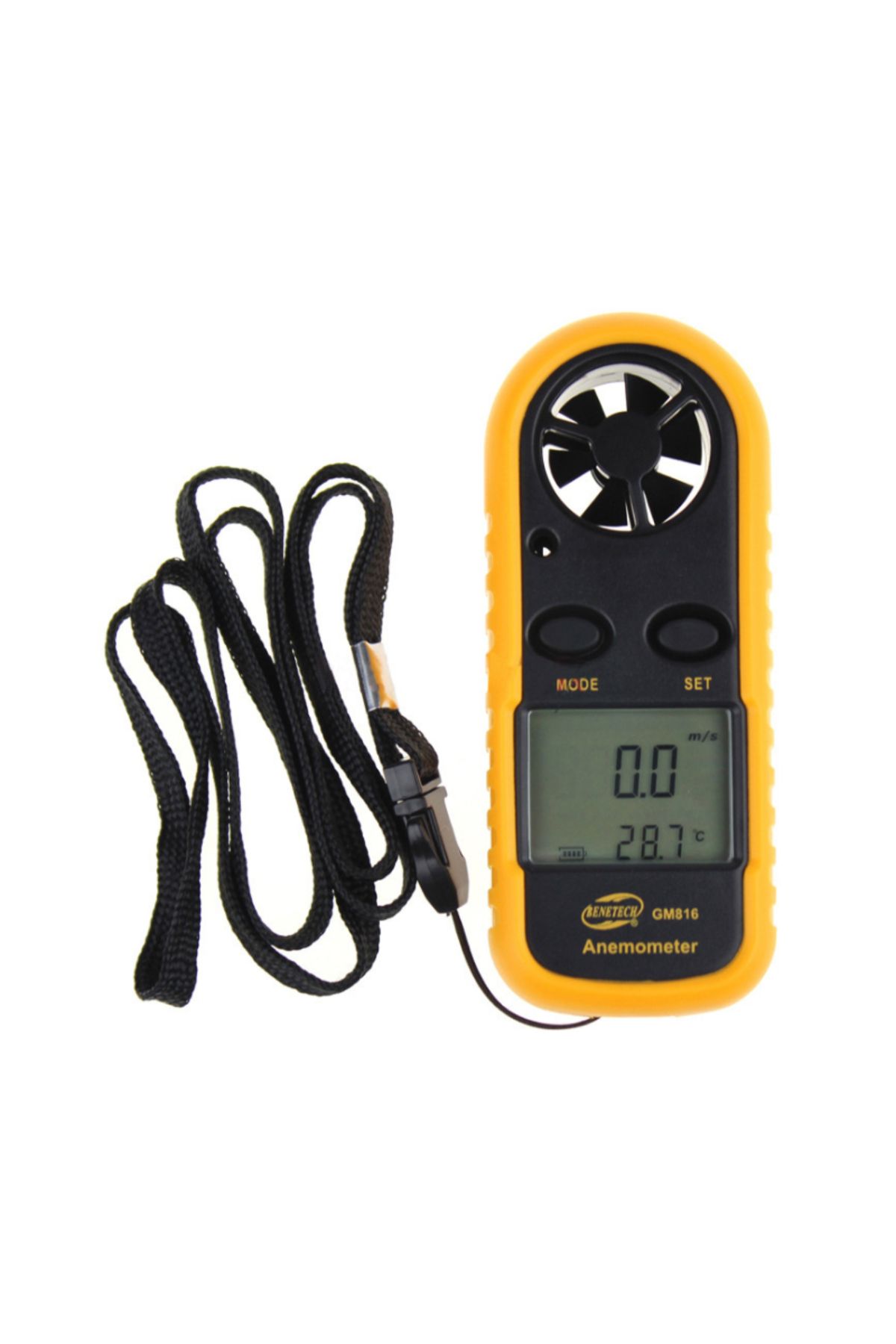 JUANJUAN-Yellow Gm816 Portable Anemometer Thermometer Wind Speed Gauge Meter Anemometro Windmeter 30m/s Lcd D 1