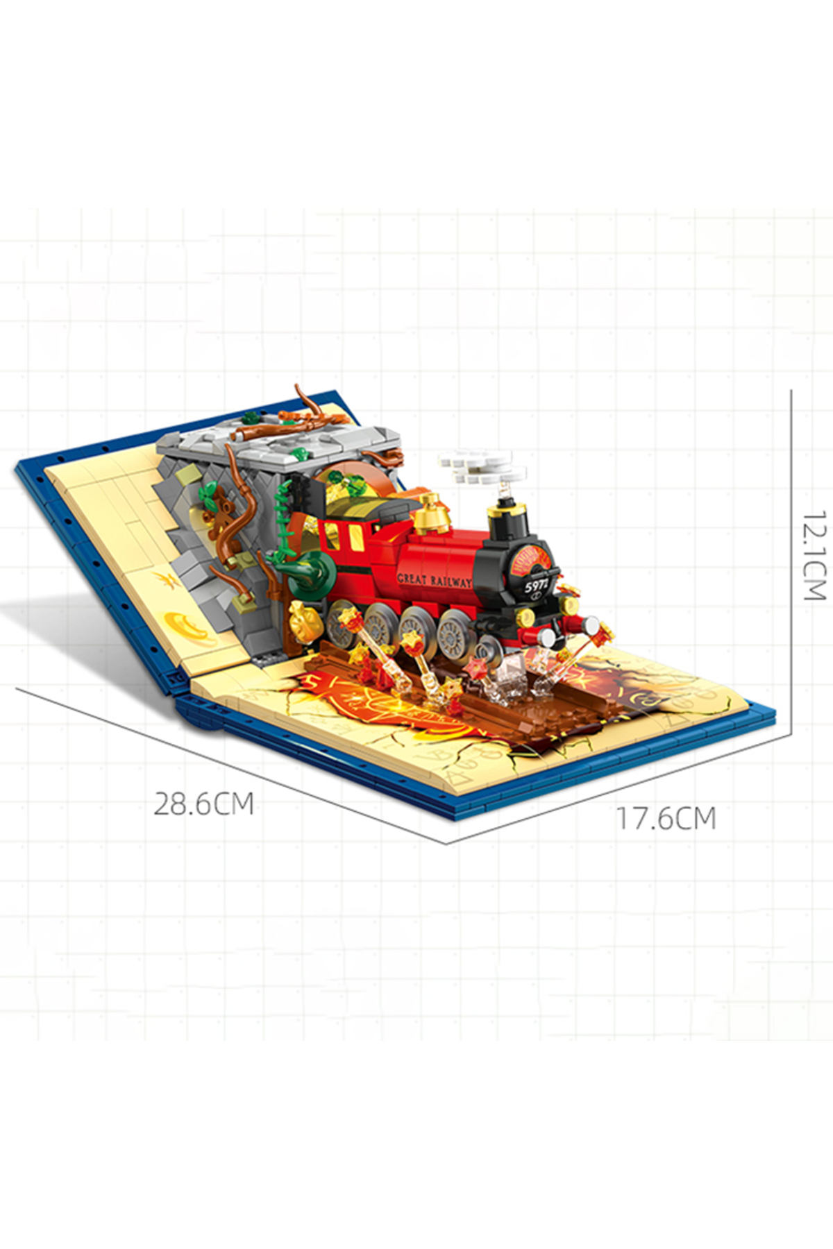 بدون جعبه اصلی، کتاب قطار جادویی کلاسیک مووی، MOC، مجموعه بلوکهای ساختنی خلاقانه، اسباببازیهای آجری DIY، بر