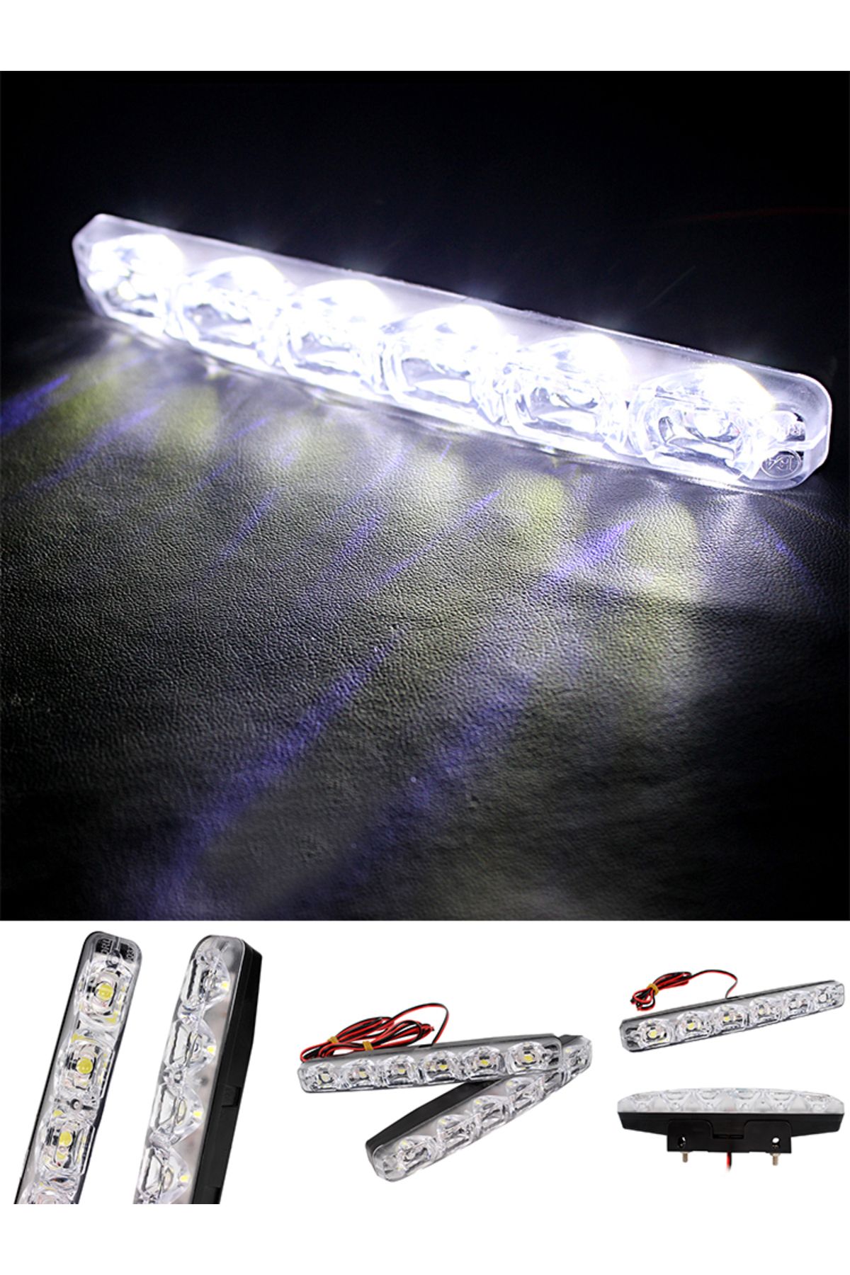 LEEPEE-1 Pair Drl Led Car Daytime Running Lights 6 Leds Dc 12v Auto Fog Light Driving Lamps Car-s... 7