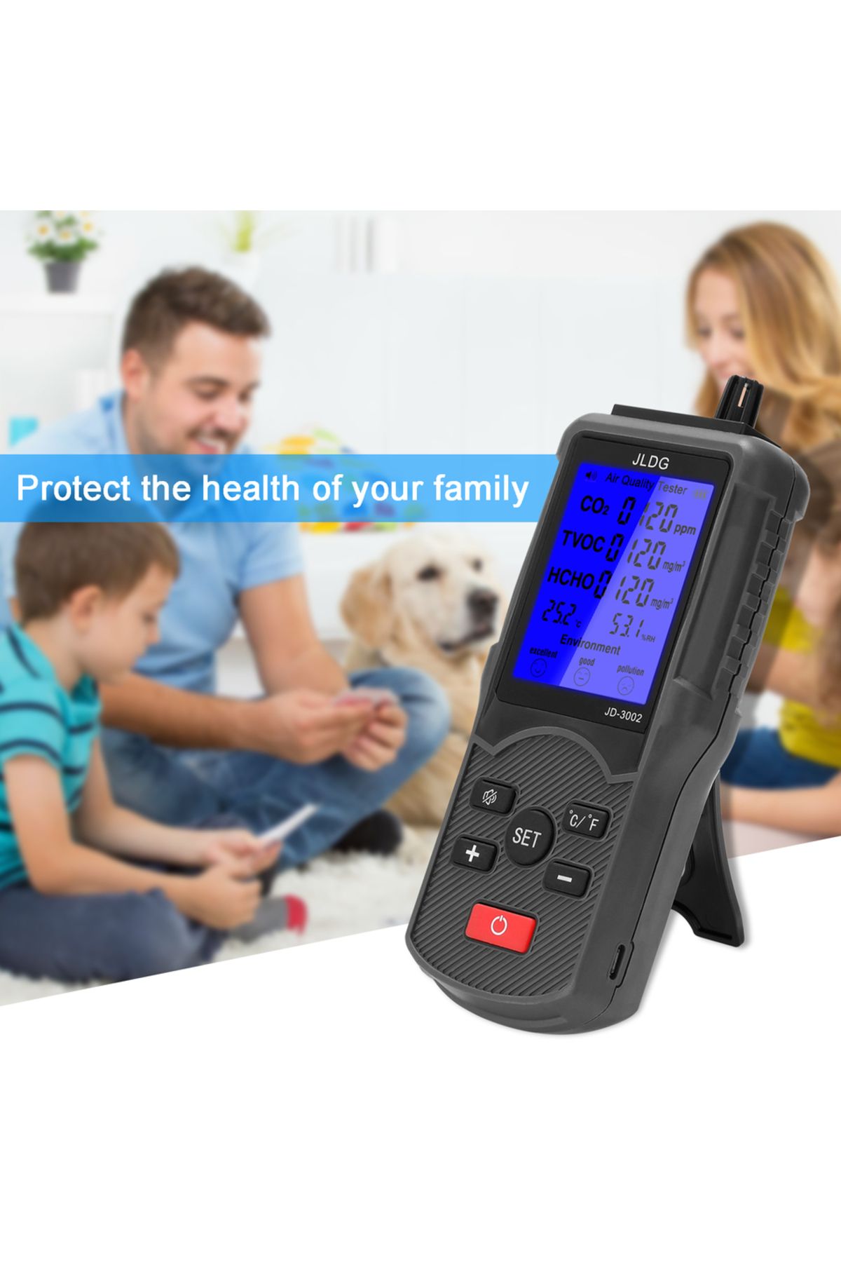 meterk-8in1 Air Quality Tester CO2 Meter Gas Analyzer CO2 Sensor TVOC Meter Carbon Dioxide Sensor Temper... 3