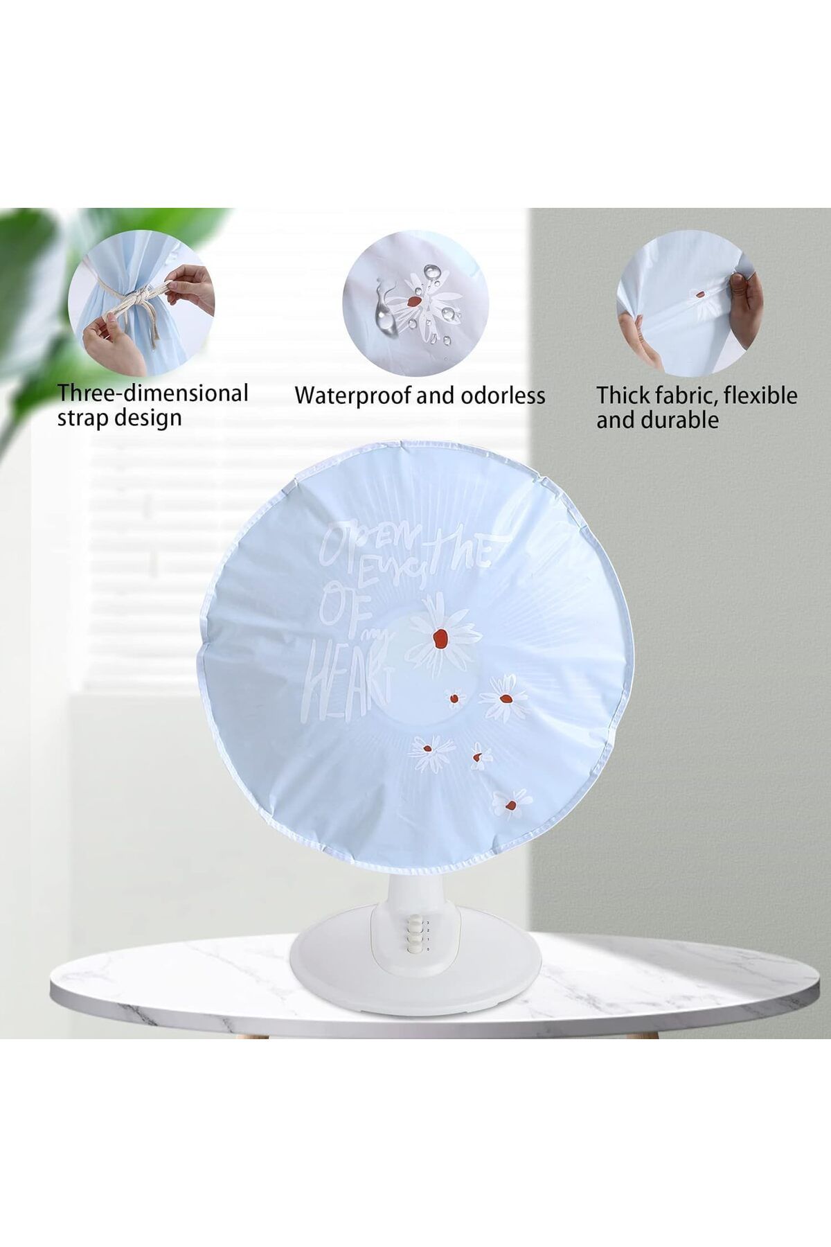 COOYA-Dustproof Fan Cover, 2 Pack Washable Round Household Protective Fan Cover (Sun Flower) 5