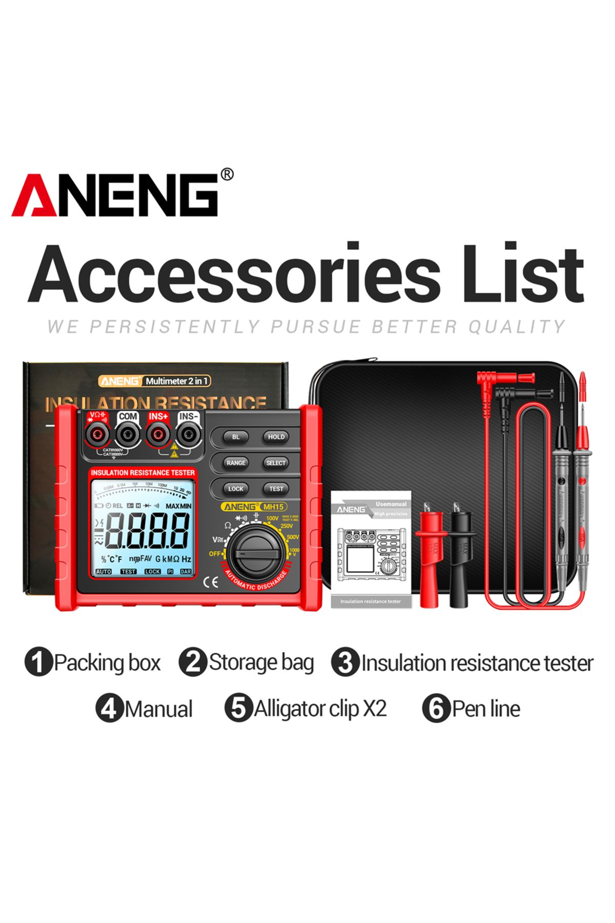 ANENG-MH15 Without Battery ANENG MH15 Insulation Resistance Multifunctional Digital Meter Automatic discha 1