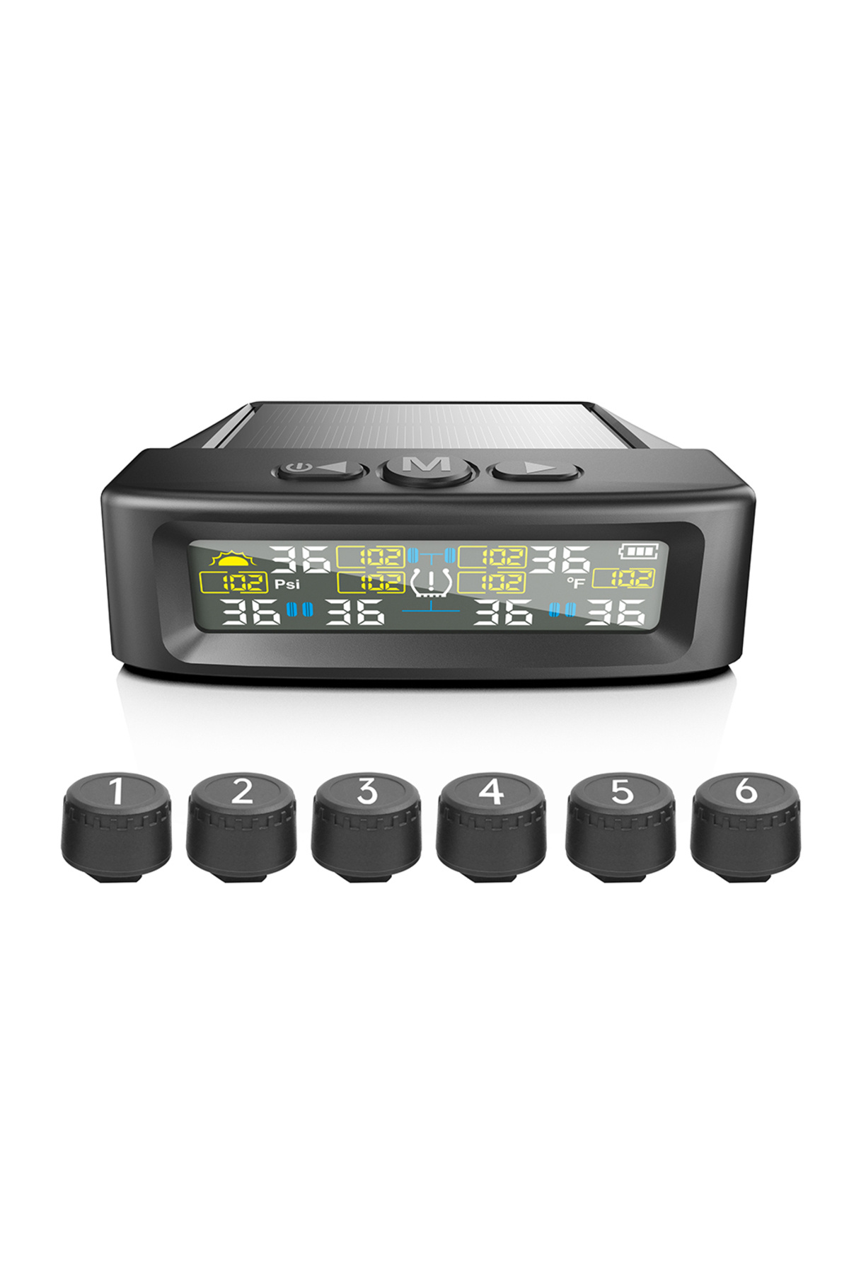 Choice-T12-6 Solar TPMS Car Tire Pressure Alarm Digital Colorful Display 6 External Sensors Waterproof Tire 1