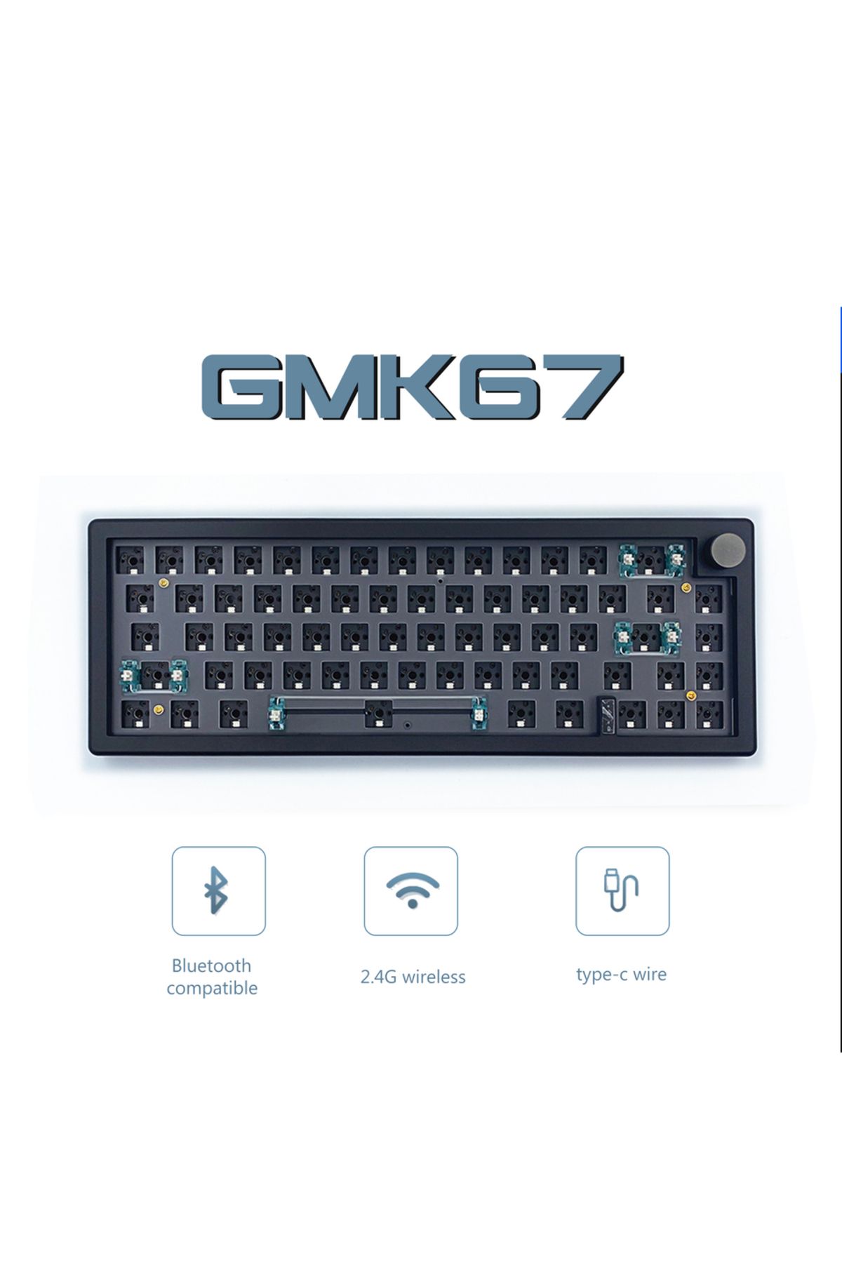 Choice-black Hot Swappable Mechanical Keyboard Gasket Bluetooth 2.4G RGB Backlit Gasket Structure Keyboard 1