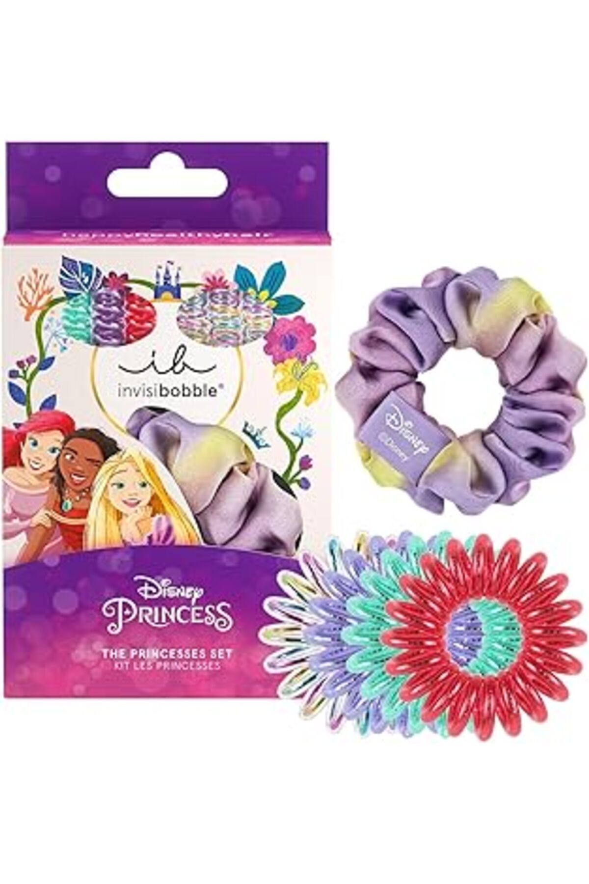 karadağsb Invisibobble Kids The Disney Princesses – 7'Li Set: 1 Kumaş Kaplı Sprunchie & 6 Spiral Saç Tokası