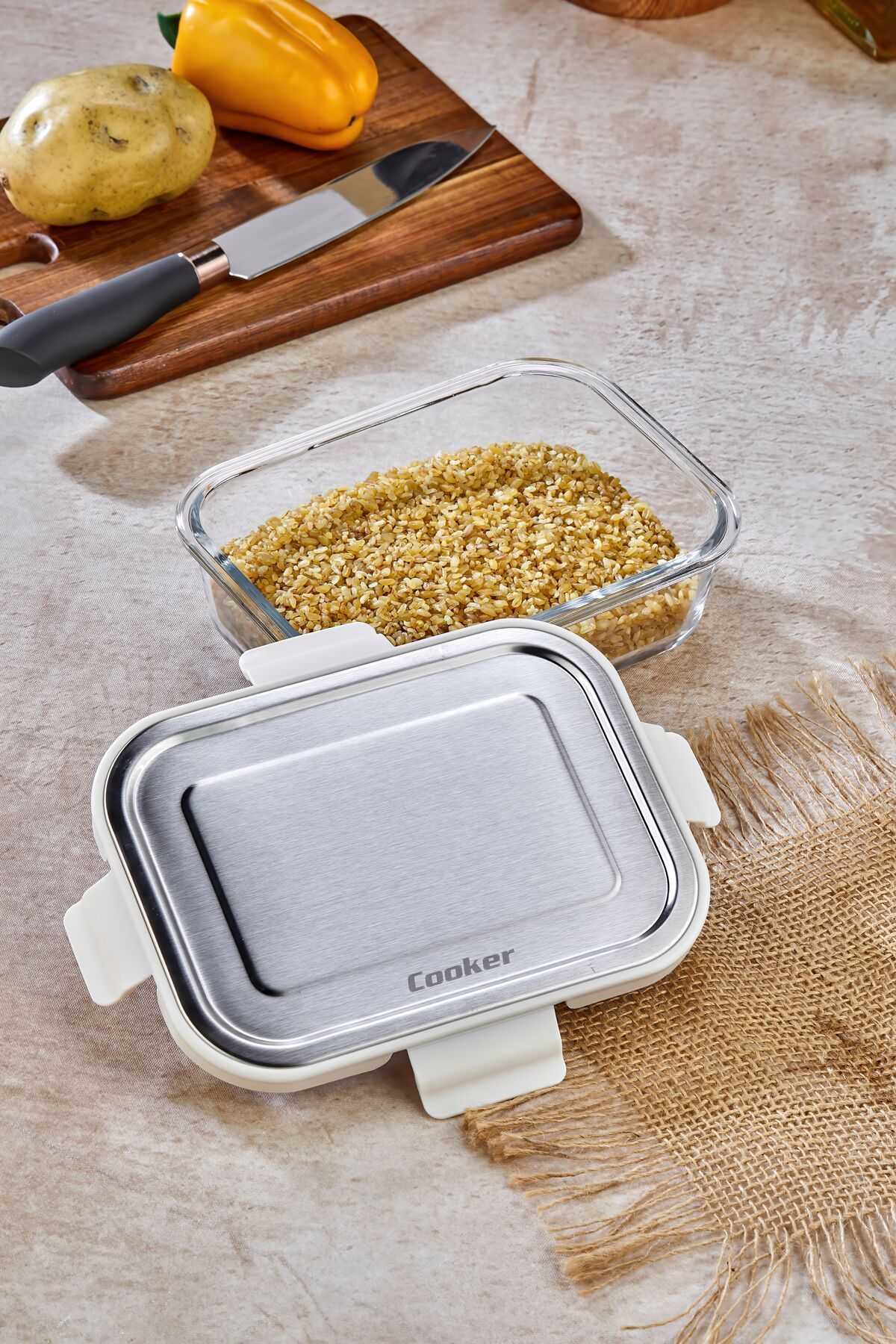 Cooker-حاوية تخزين زجاجية سعة 1000 مل – مانعة للتسرب، مع غطاء من الفولاذ المقاوم للصدأ، لحفظ الطعام 4