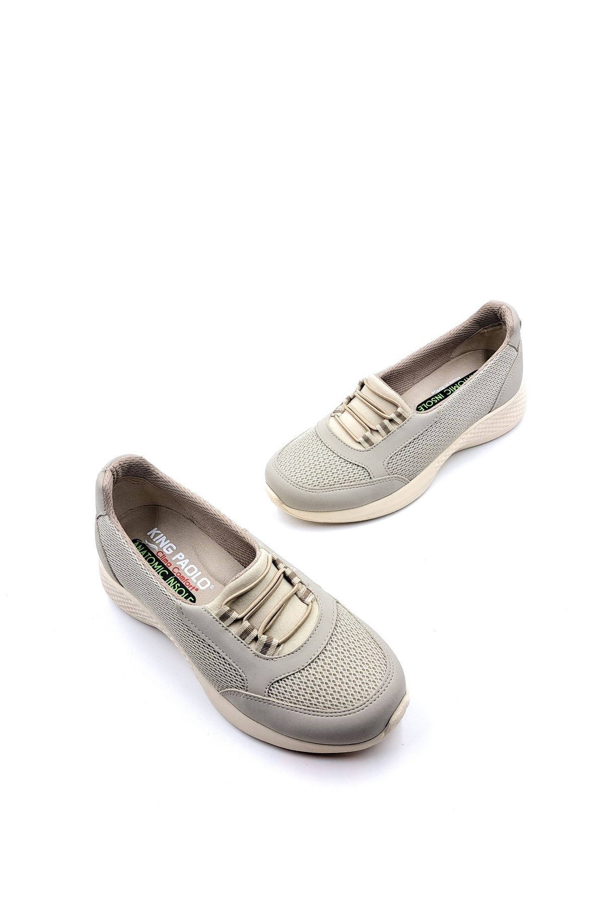 KİNG PAOLO-Pantofi casual de damă, bej, textil, cu talpă anatomică Krakers 4