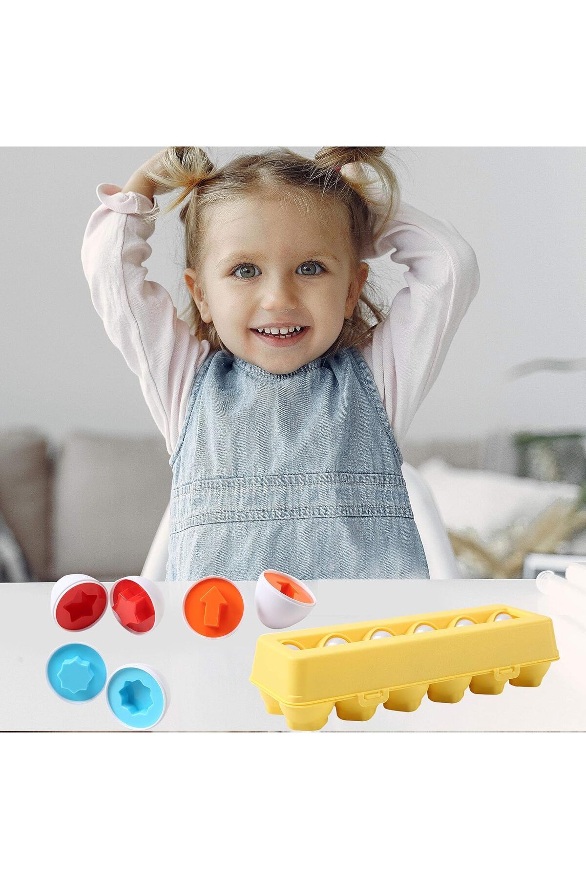 AWH-Fun Egg Matching Toy, 12-Pack STEM Easter Eggs, Shape & Color Sorting Puzzle for Toddlers 6