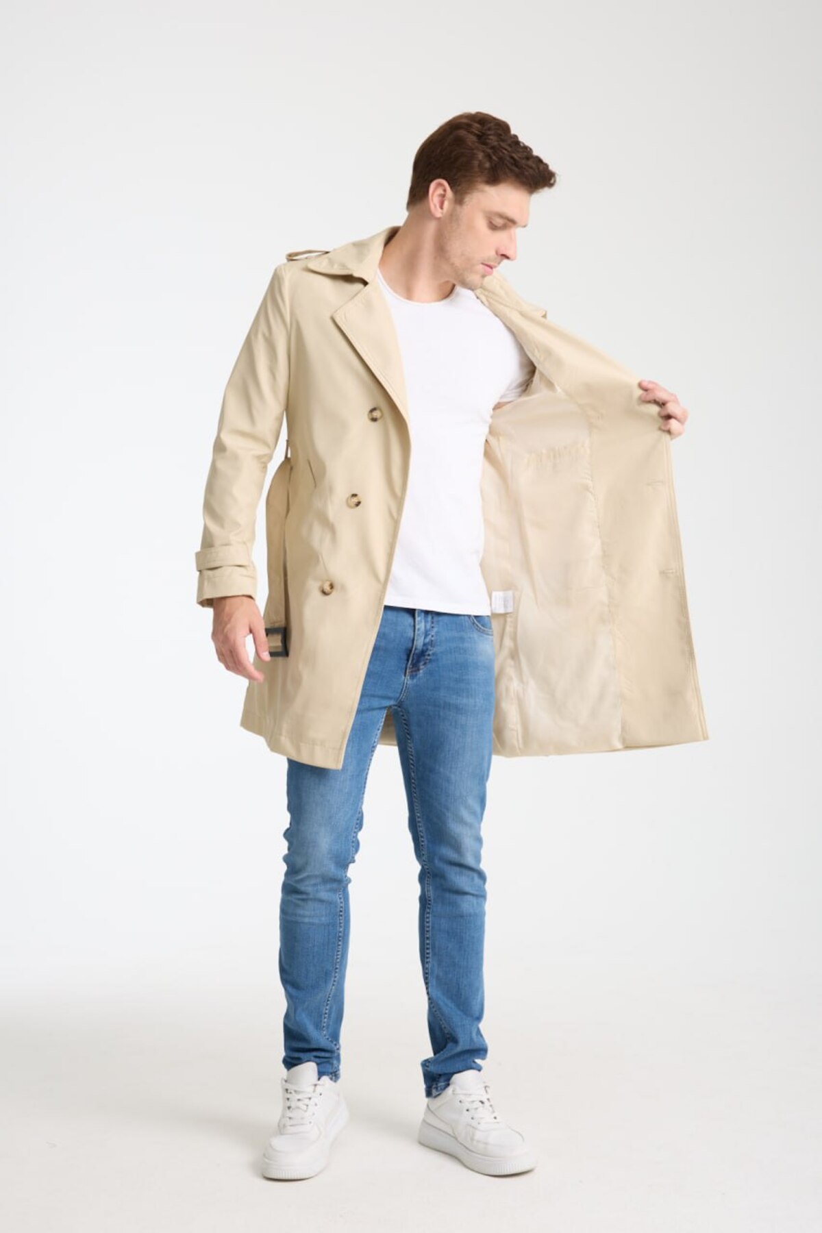 İLKCET MODA  Erkek Su Geçirmez Regular Trençkot - Görsel 3