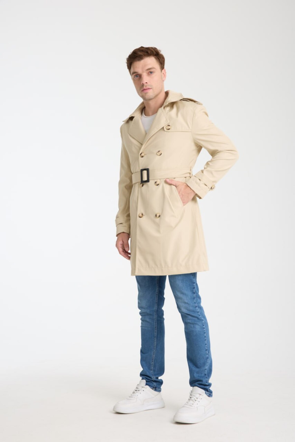 İLKCET MODA  Erkek Su Geçirmez Regular Trençkot - Görsel 5