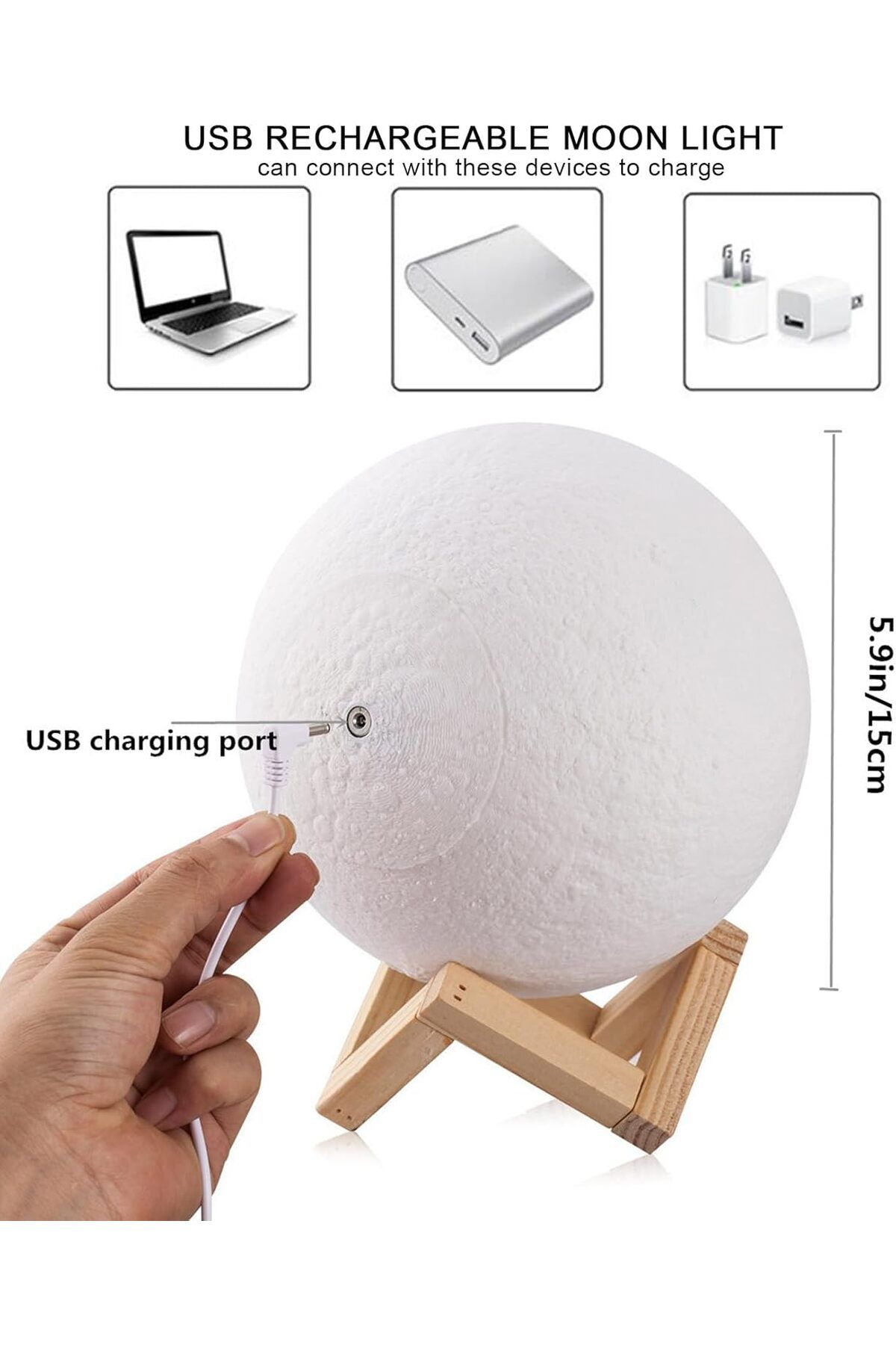 AWH-3D Printed Moon Lamp – Full Moon Night Light, Touch & Remote Control for Enhanced Convenience 5