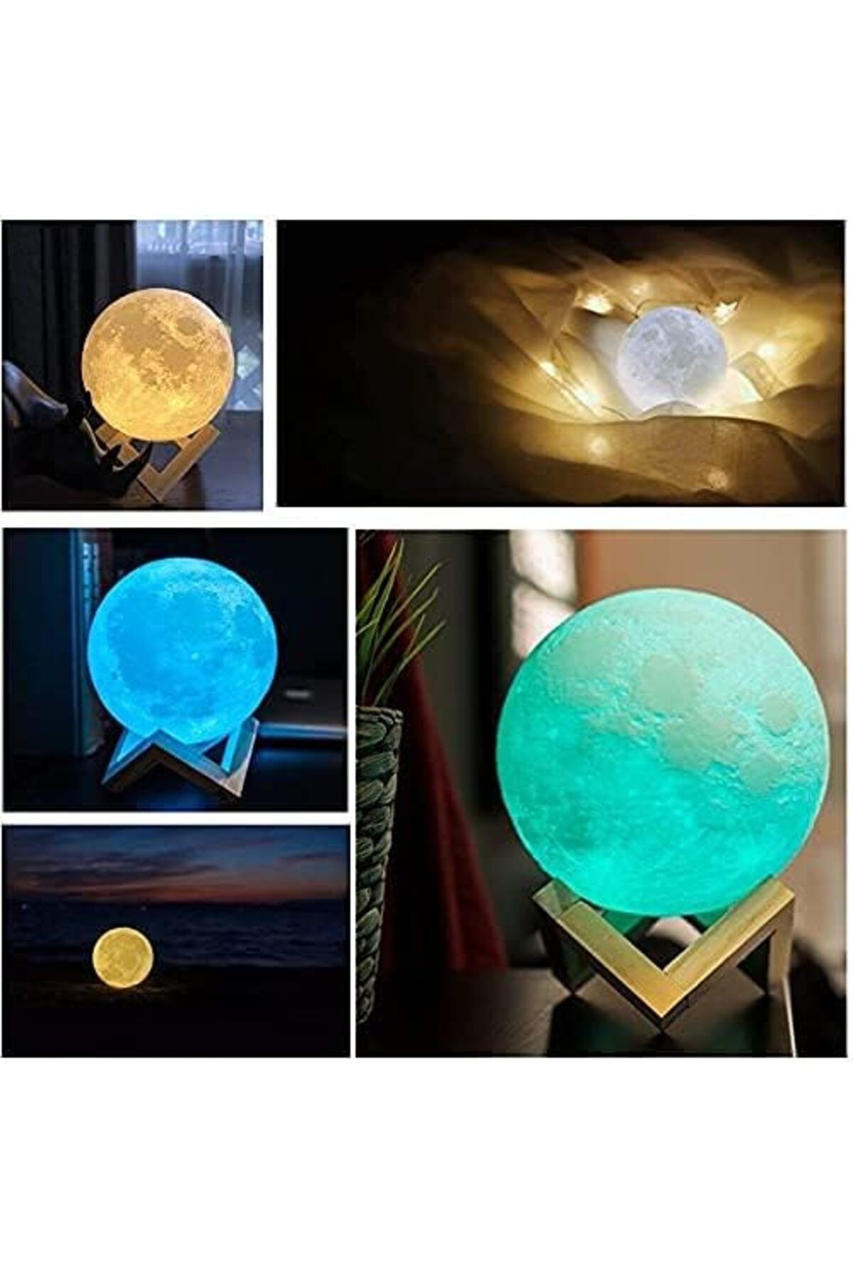AWH-Moon Lamp –  3D Printed LED Moon Light, 16 Colors, Remote & Touch Control, USB Rechargeable 6
