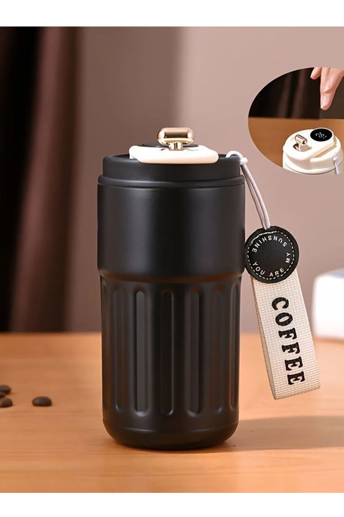 Verahed-450ml Stainless Steel Small Thermos Cup Tea Coffee Thermos with Digital Temperature Display and Carrying Strap 4