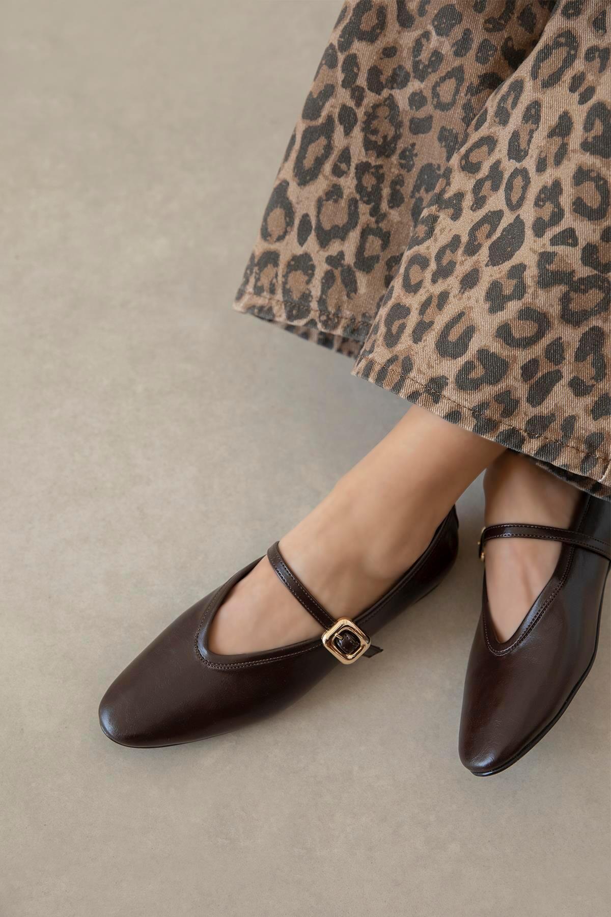 Straswans  Stony Kadın Kırışık Deri Babet Kahve - Görsel 2