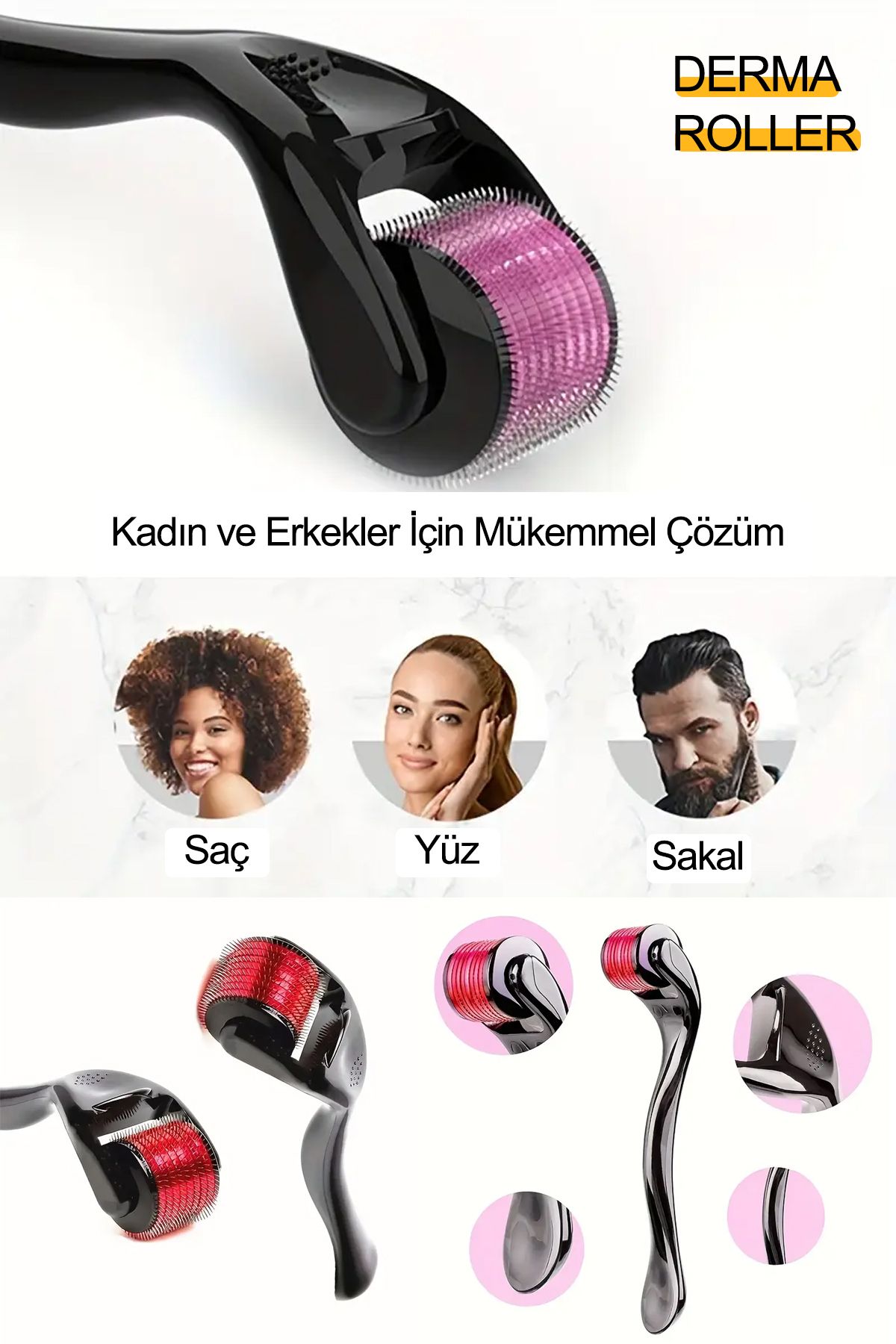 Nactumu 540 Titanyum Mikro İğneli Silindir Yüz Cilt Bakımı İçin Mikro İğneli Yüz Silindiri Derma Roller