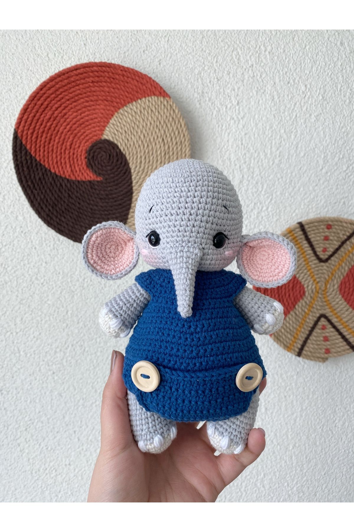 Handmade Amigurumi oyuncak fil, oyuncak fil, sağlıklı el yapımı oyuncak