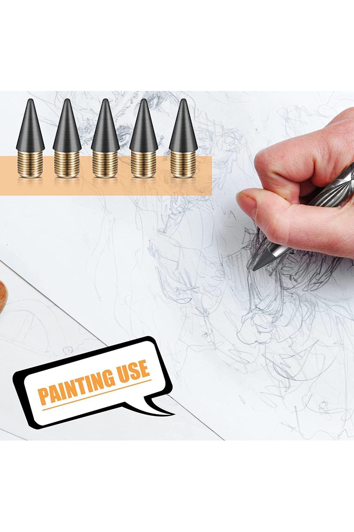 erorex-24 قطعة من أقلام الرصاص القابلة للاستبدال من Everlasting Infinite Pencil القابلة للاستبدال ذات طرف الجرافيت المعدني 2