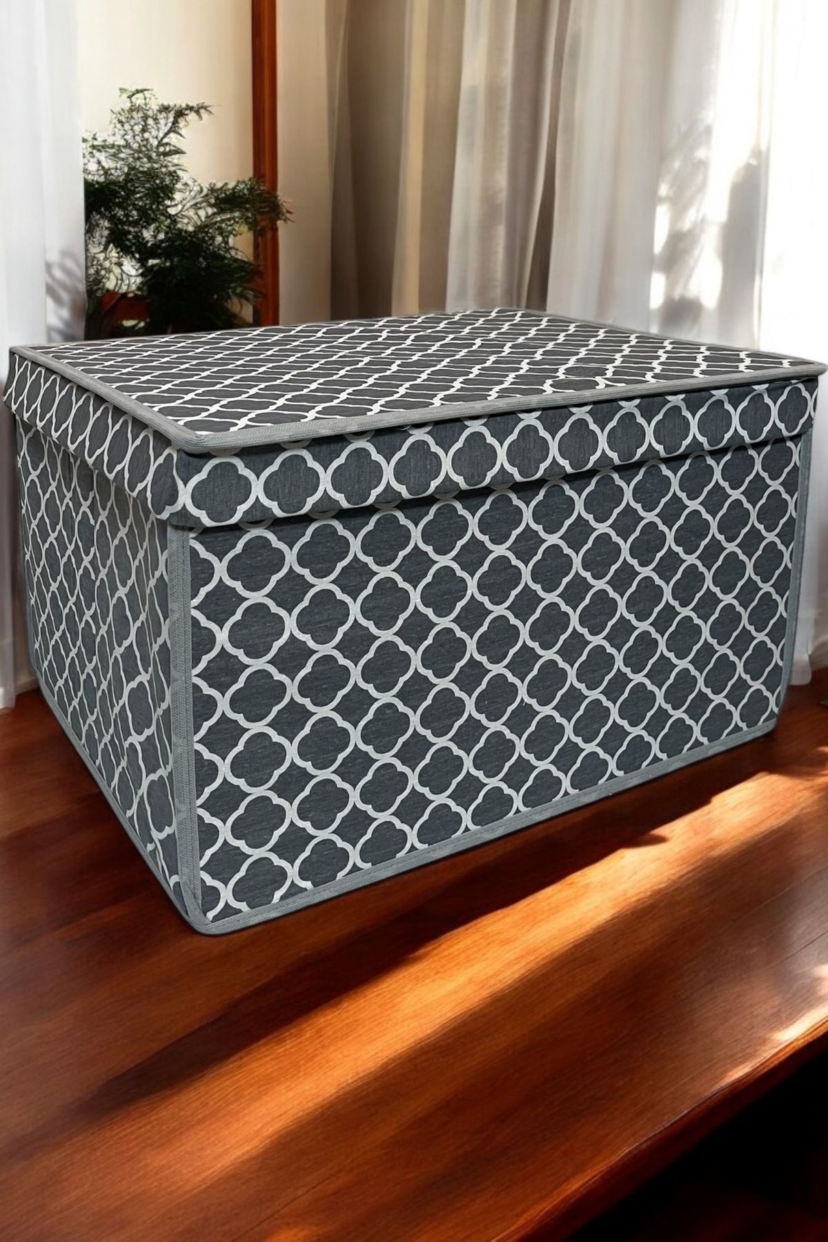 VAYBE-Maxi Multi-Purpose Storage Box, Box Storage, Box, Organizer, Toy Box Gray Chain Pattern 40x50x30 3