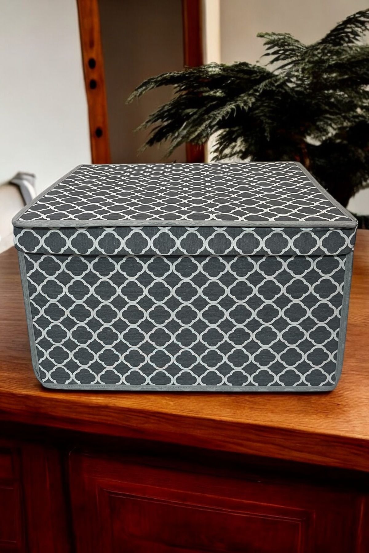 VAYBE-Maxi Multi-Purpose Storage Box, Box Storage, Box, Organizer, Toy Box Gray Chain Pattern 40x50x30 2