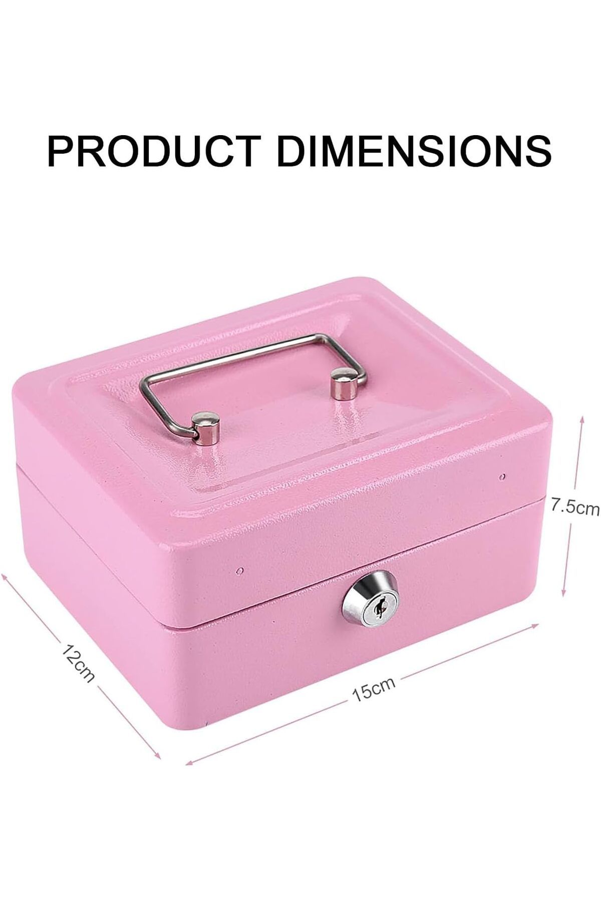erorex-Mini Cash Box Fireproof Waterproof Box With Key Lock Metal Security Box With 2 Key Metal Small 6