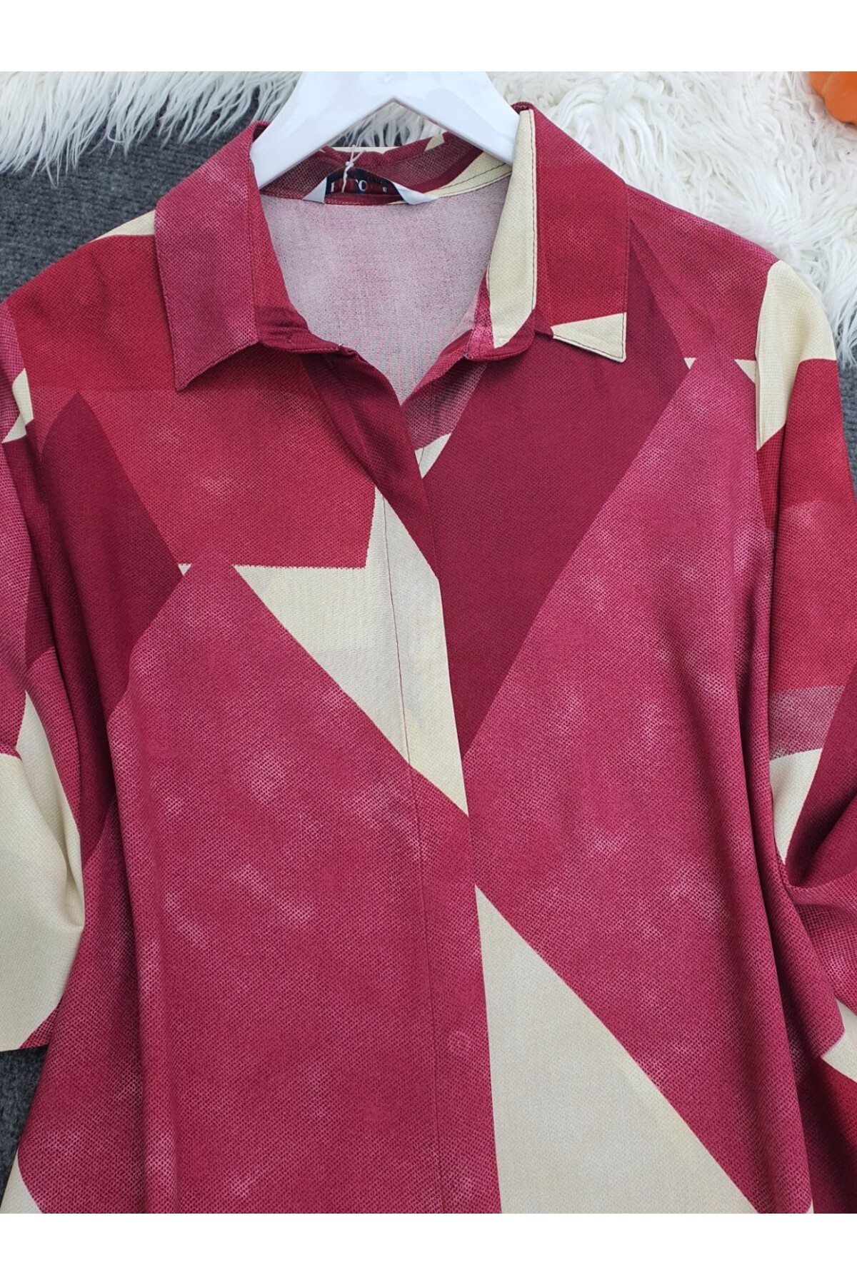 Modamorfo-Viskonsan Tunic - Buttoned Patterned Cherry 2
