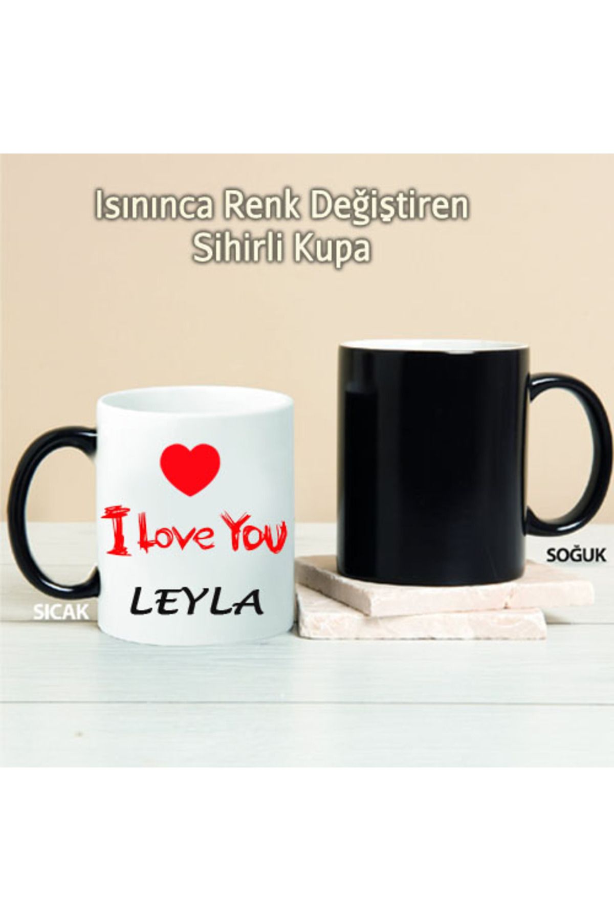 feifei I Love You Kişiye Özel Sihirli Kupa Pi16