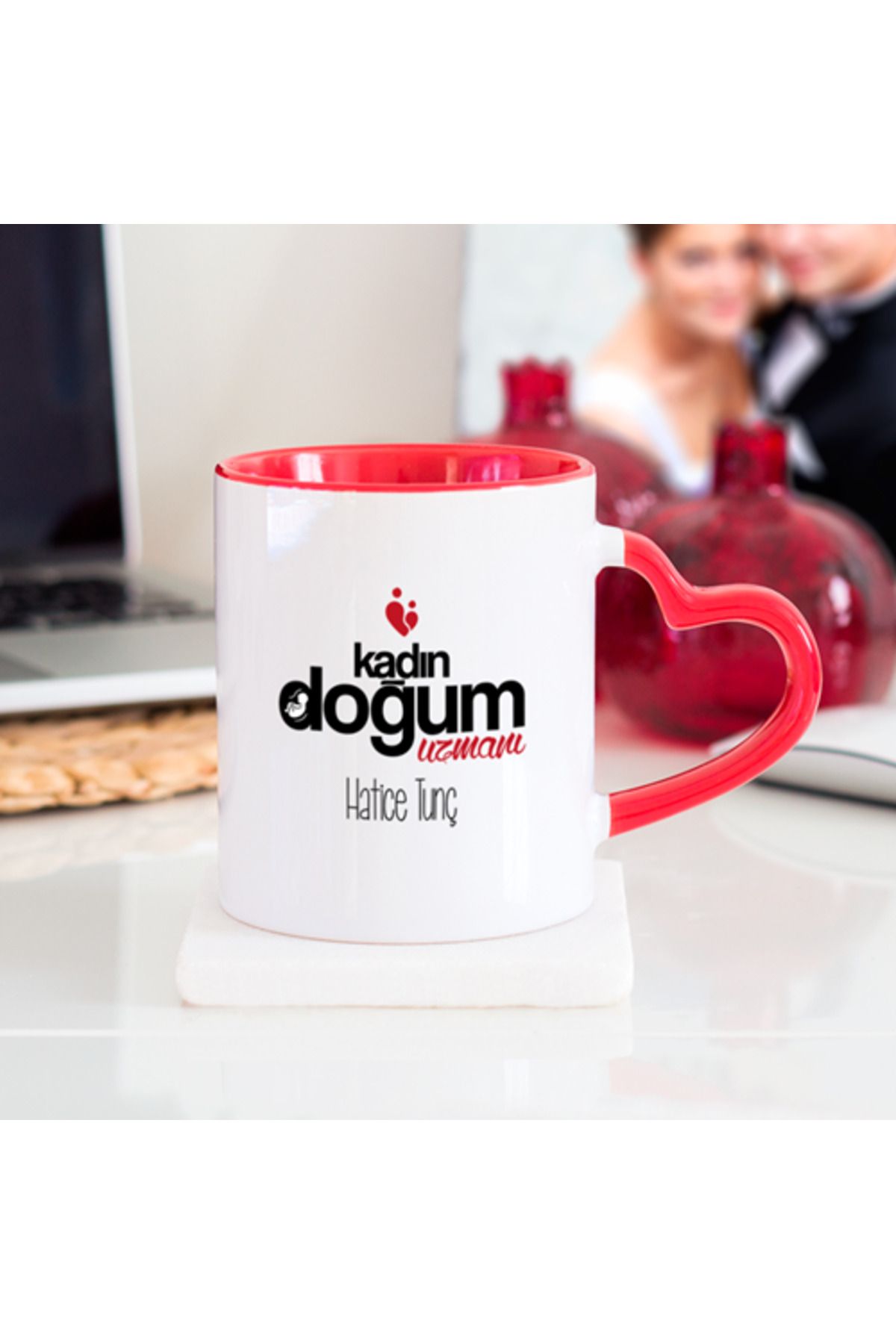 feifei Kişiye Özel Kadın Doğum Uzmanı Kalpli Kupa Bardak
