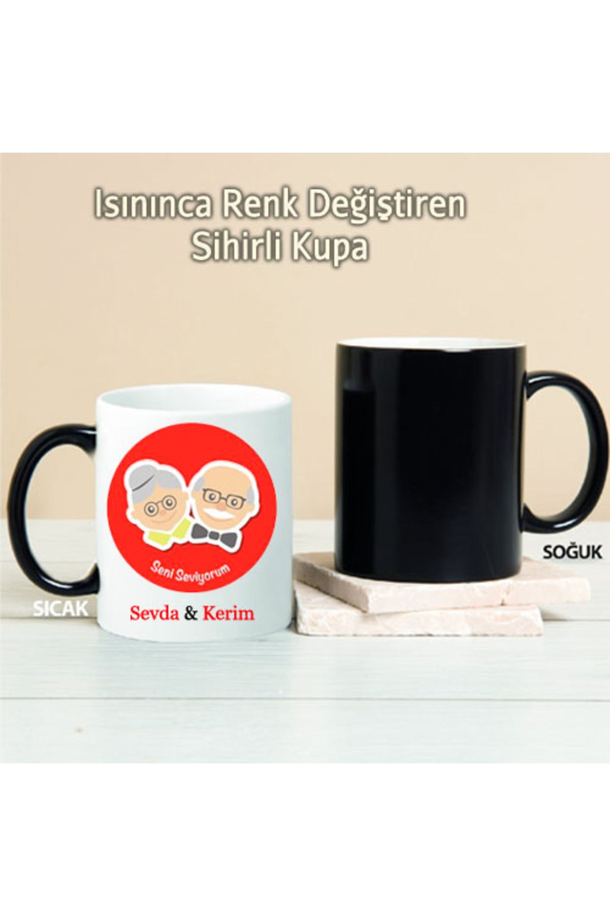 feifei Bir Yastıkta Kocayalım Kişiye Özel Sihirli Kupa Pi96