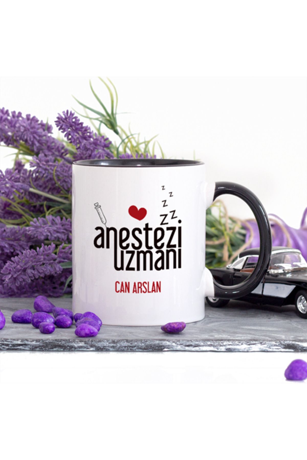 feifei Kişiye Özel Anestezi Teknisyeni Kalpli Kupa Bardak - Lacivert
