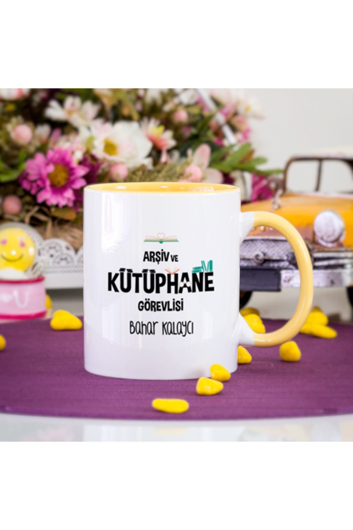 feifei Kişiye Özel Arşiv Ve Kütüphane Görevlisi Kupa Bardak - Sarı