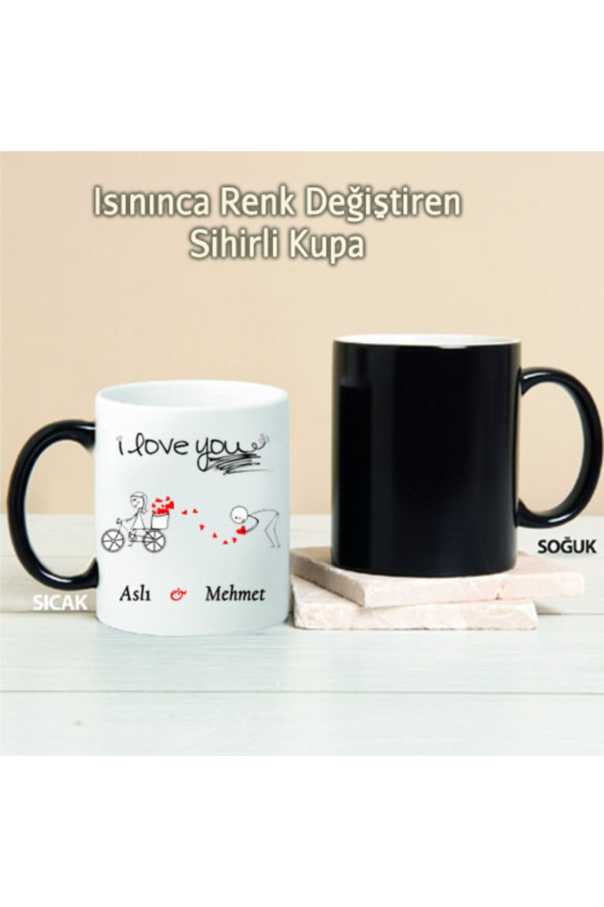 feifei I Love You Kişiye Özel Sihirli Kupa Pi157