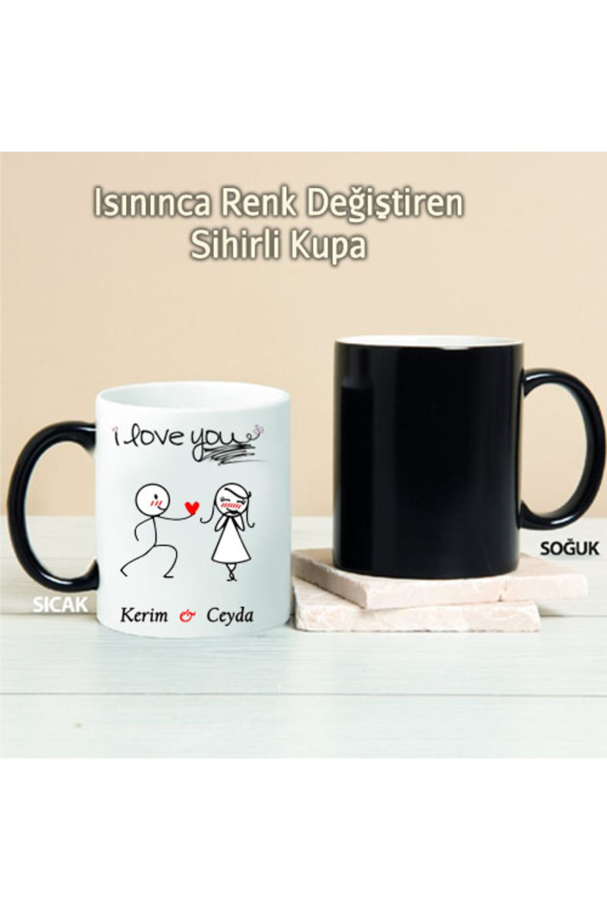 feifei I Love You Kişiye Özel Sihirli Kupa Pi154