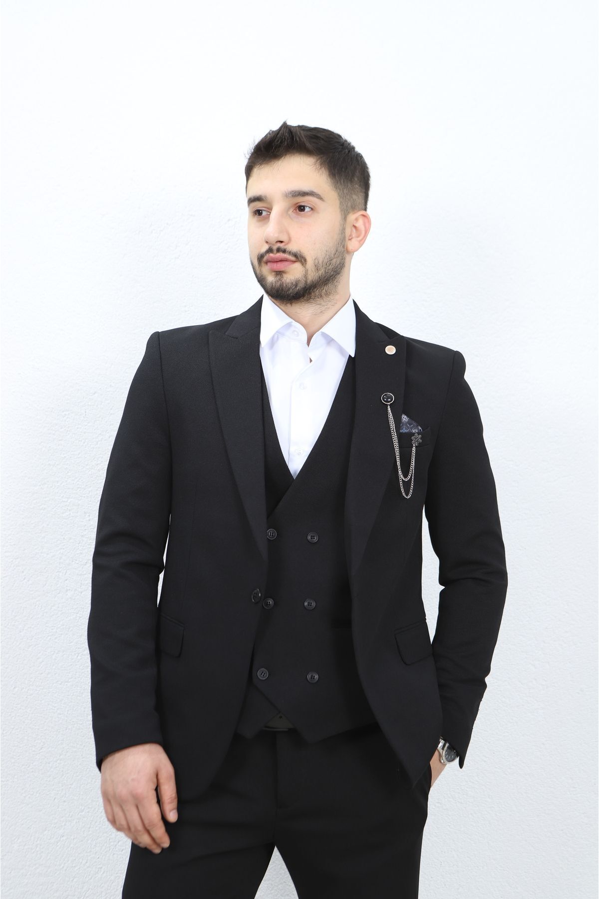 sarprun fashion İtalyan Stil Slim Fit Yelekli Takım Elbise