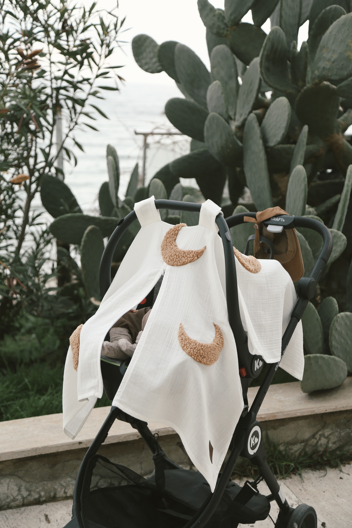 DERY BABY Teddy Ay Fermuarlı 2 Kat Müslin Puset Örtüsü fotoğrafı 3 (önizleme)